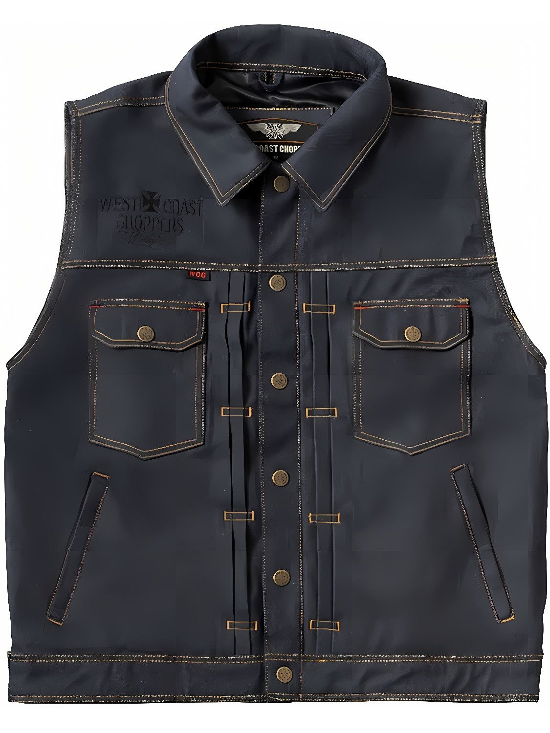 West Coast Choppers Sweatweste Collab 131/2 Denim Riding Vest - Blue Raw Denim
