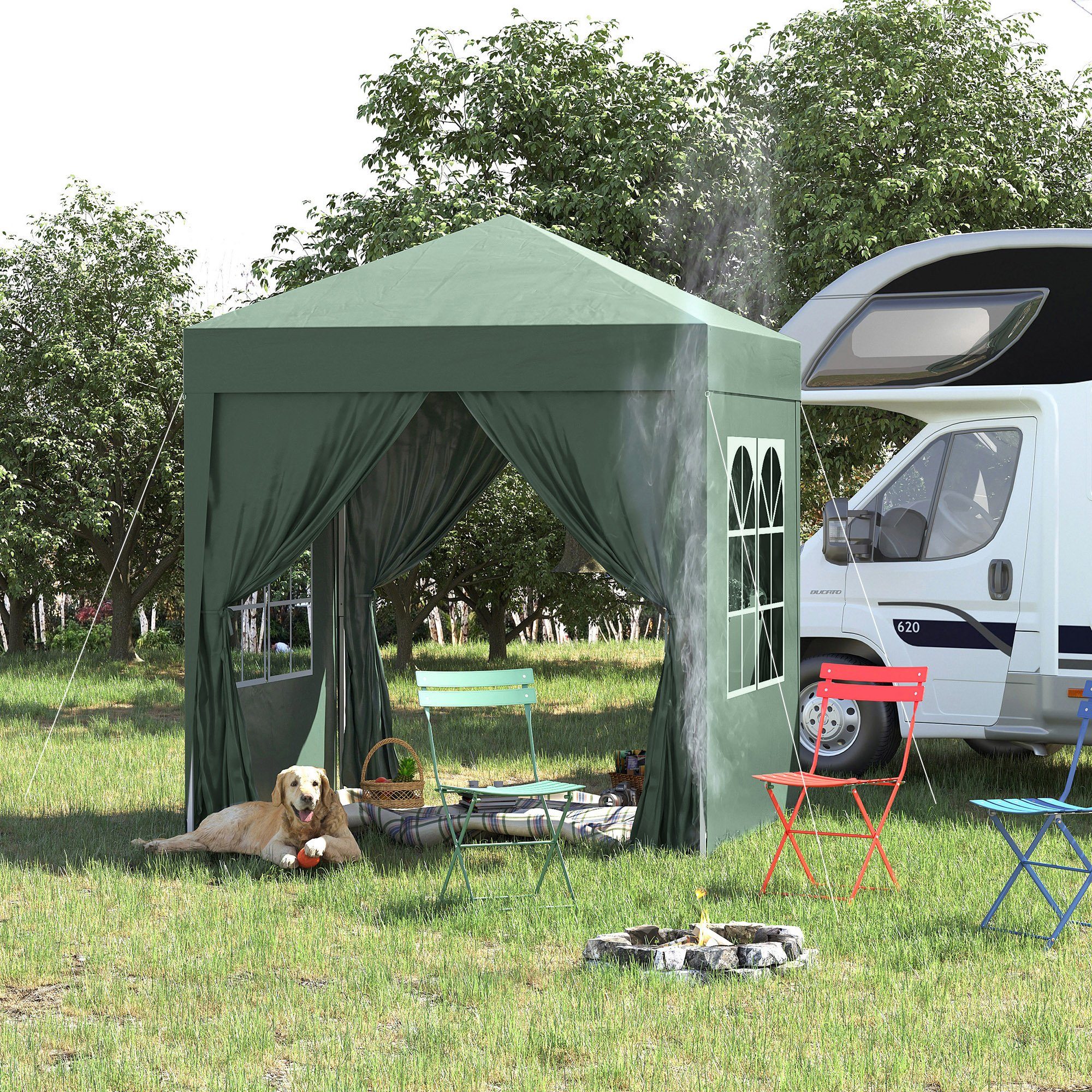 Outsunny Faltpavillon Pavillon mit 4 Seitenwänden, günstig online kaufen