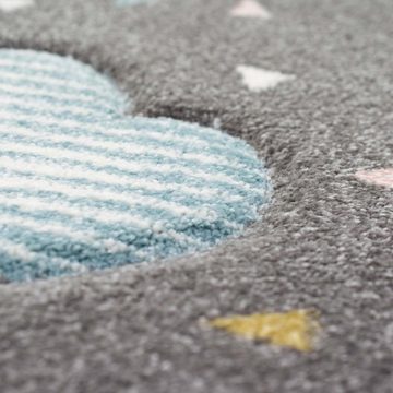 Kinderteppich Kinderteppich in grau blau rosa, TeppichHome24, rechteckig, Höhe: 1.3 mm