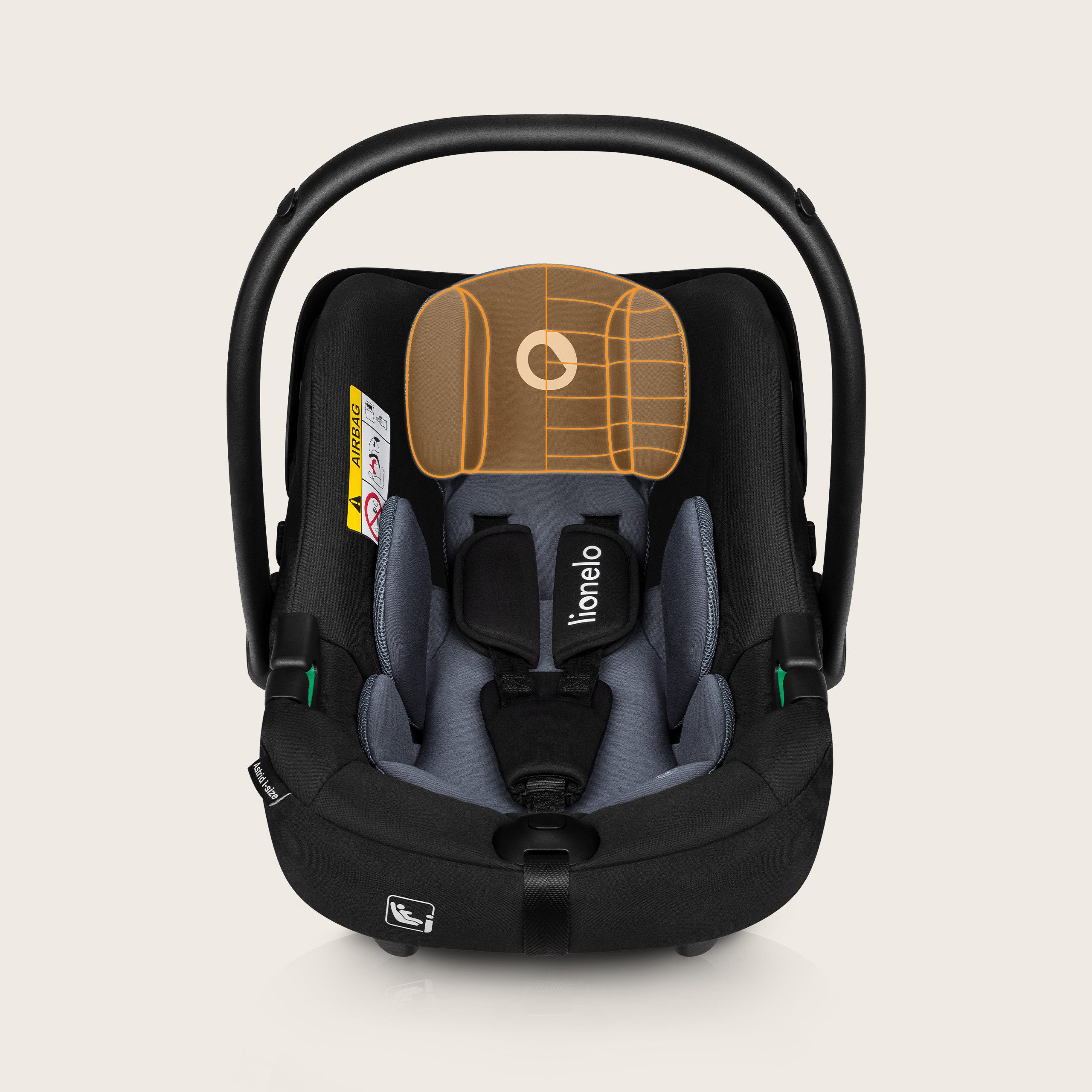 lionelo Babyschale ASTRID I-SIZE, ab: ab Geburt, bis: bis 87 cm, ab: 40,00 cm, bis: 87,00 cm, (Set), Sehr stabiler Träger, Höhenverstellung, Modernes Design