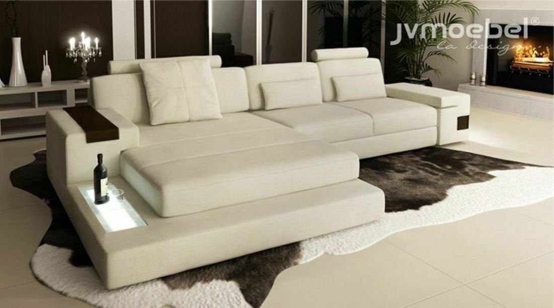 JVmoebel Ecksofa, Design Couch Polster Textil Leder Eck Stoff Ecksofa L Form Sofa