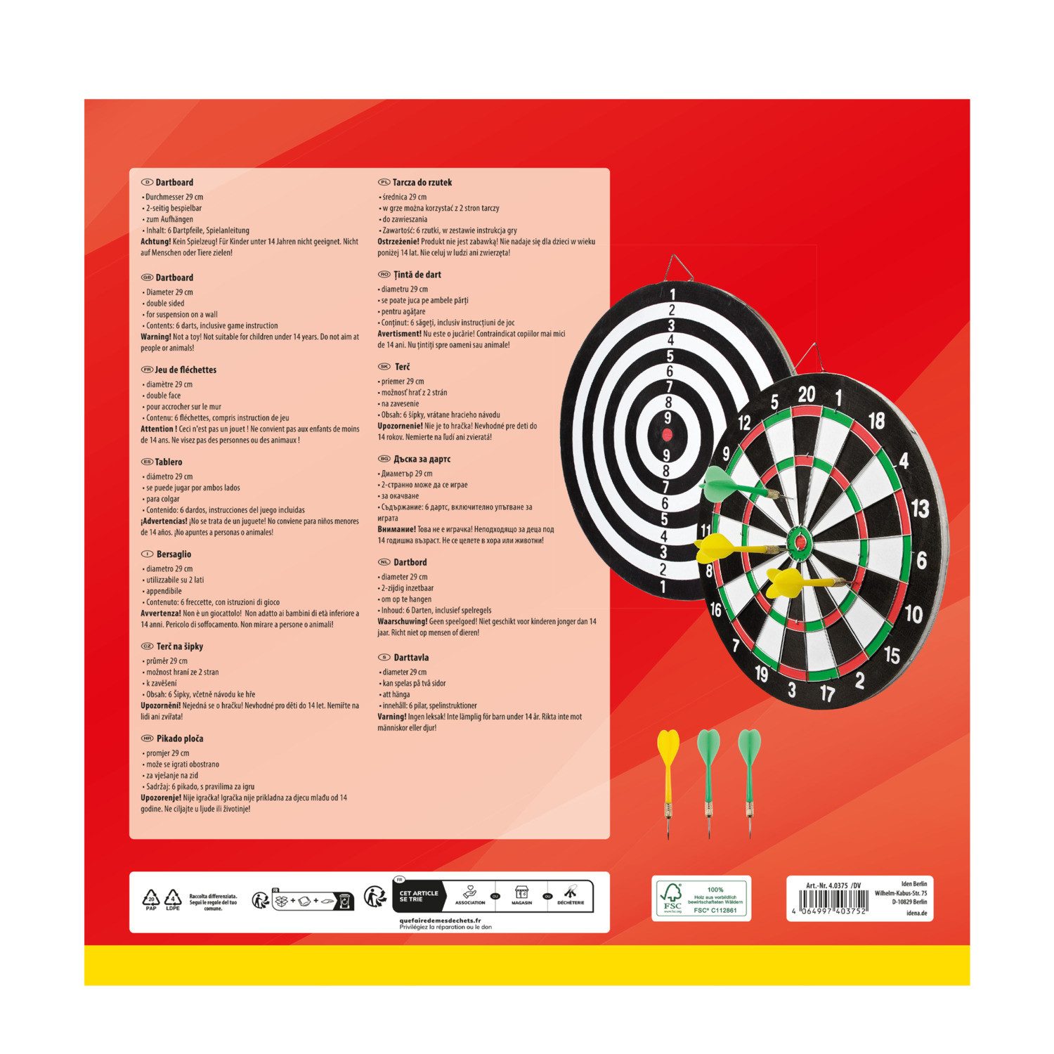 Idena Dartscheibe Idena Dartboard Ø29cm