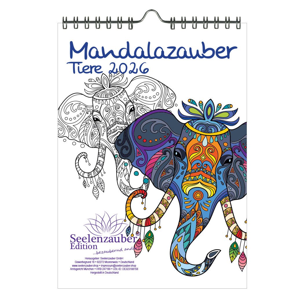 Seelenzauber Настенный календарь DIY Mandalazauber Tiere Ausmalkalender DIN A5 Календари für 2026