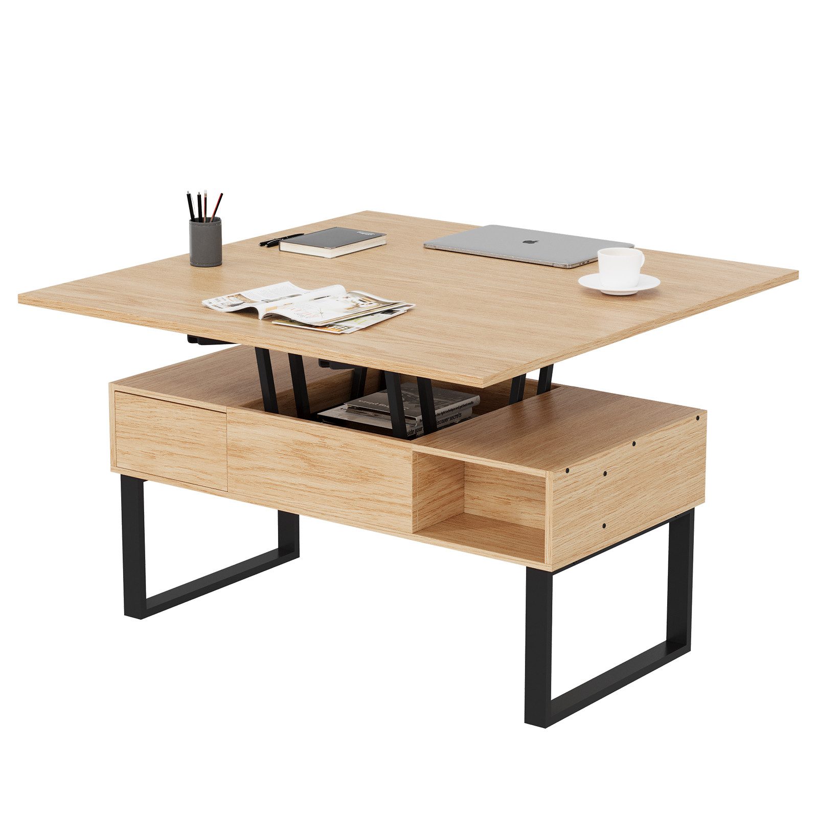 VOWNER Couchtisch 3-in-1-Multifunktions-Wohnzimmertisch, Höhenverstellbar, günstig online kaufen