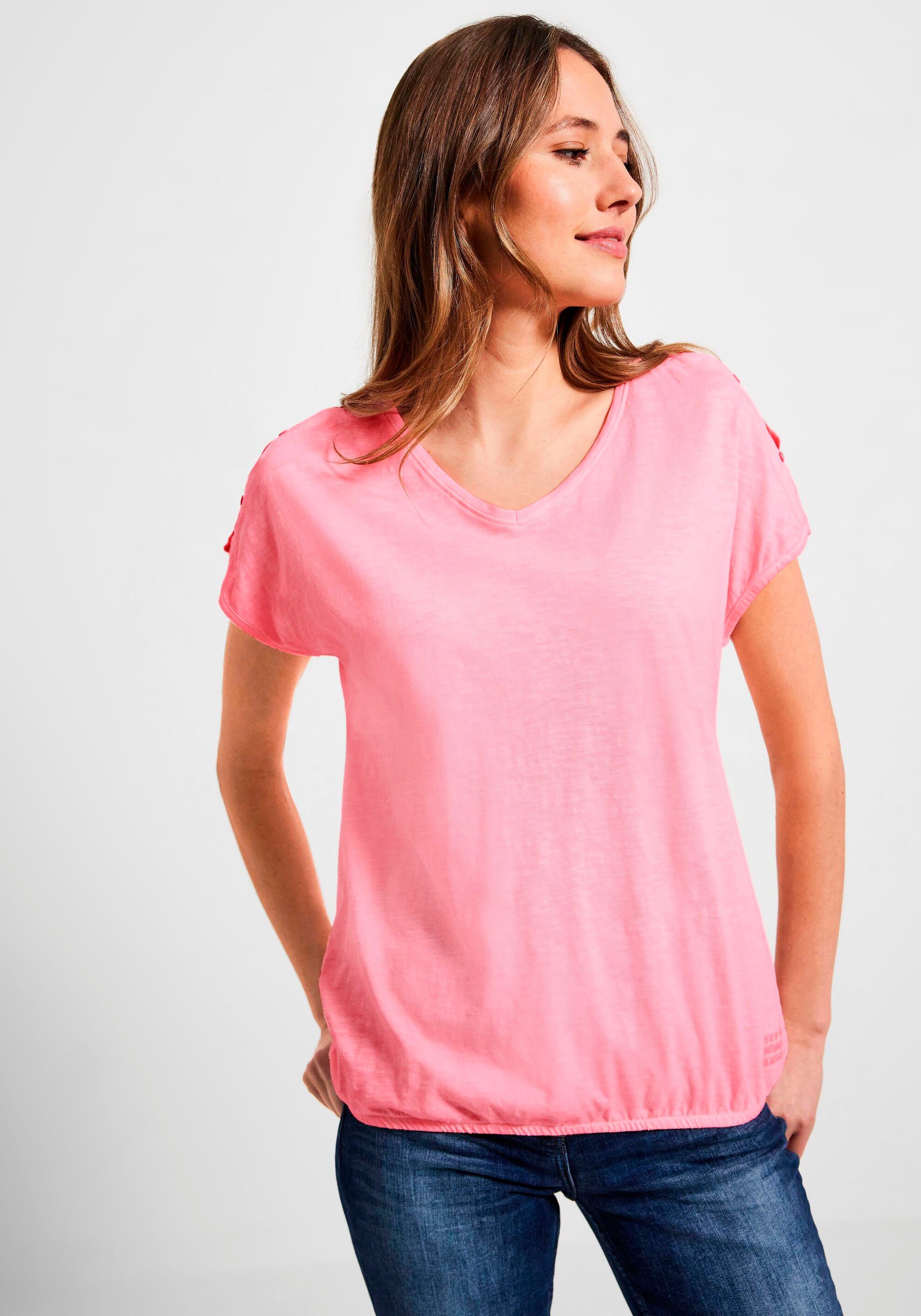 Cecil T-Shirt mit pink Cut-Outs den an Schultern