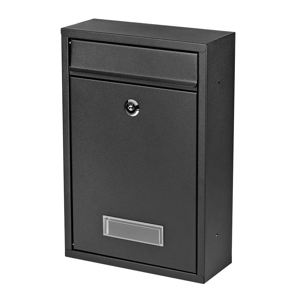 A4 Klappdeckel Zeitungsrolle Schwarz Wandbriefkasten Inkl. Postkasten Briefkasten Wand 32 Wandmontage Einwurf-Format Designer in Stahl CM im Schutzklappe Melko Wandbriefkasten Namensschild aus mit (Stück), Mailbox