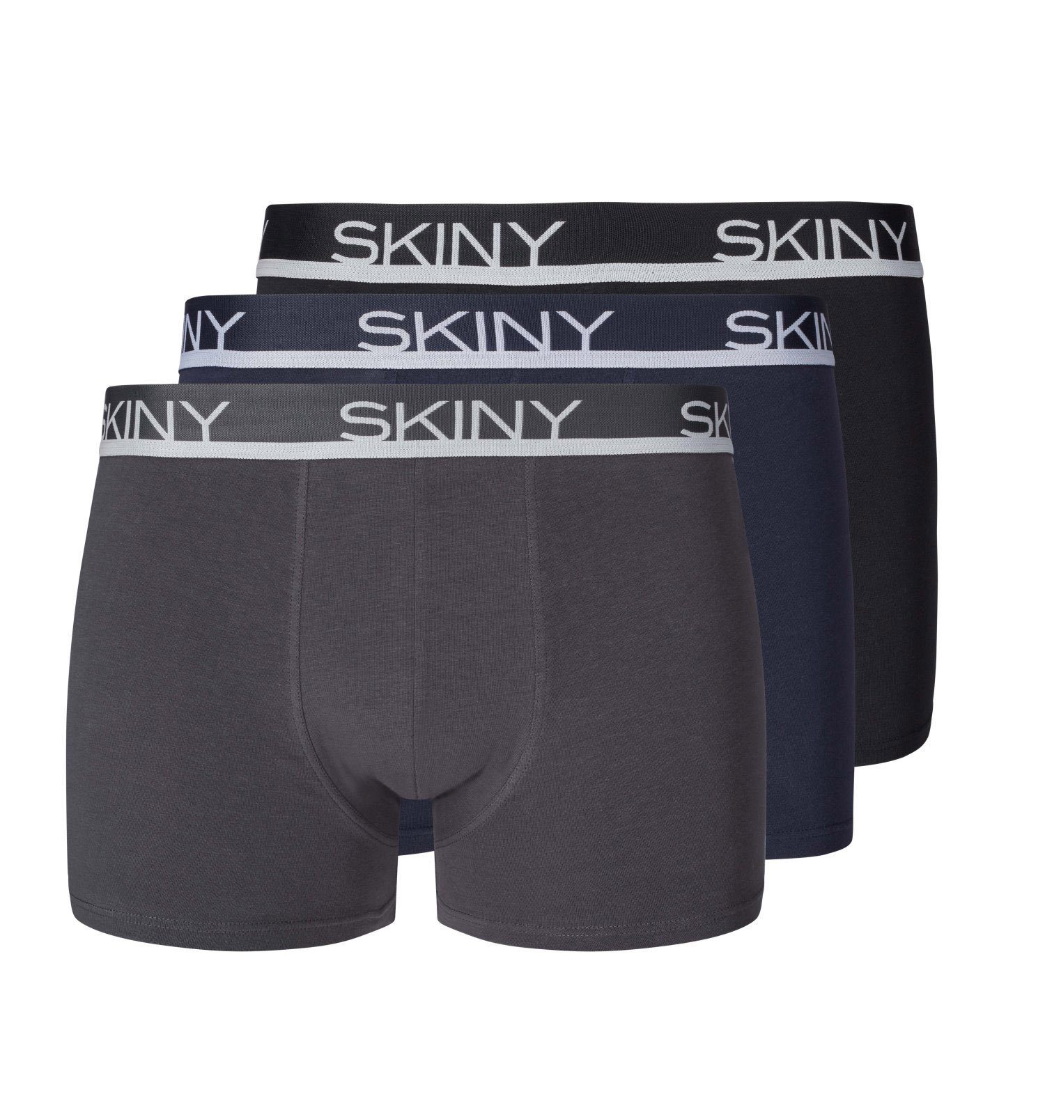 Skiny Retro Pants 3er Pack Herren Boxershorts (3-St) 3er Pack Grau / Blau