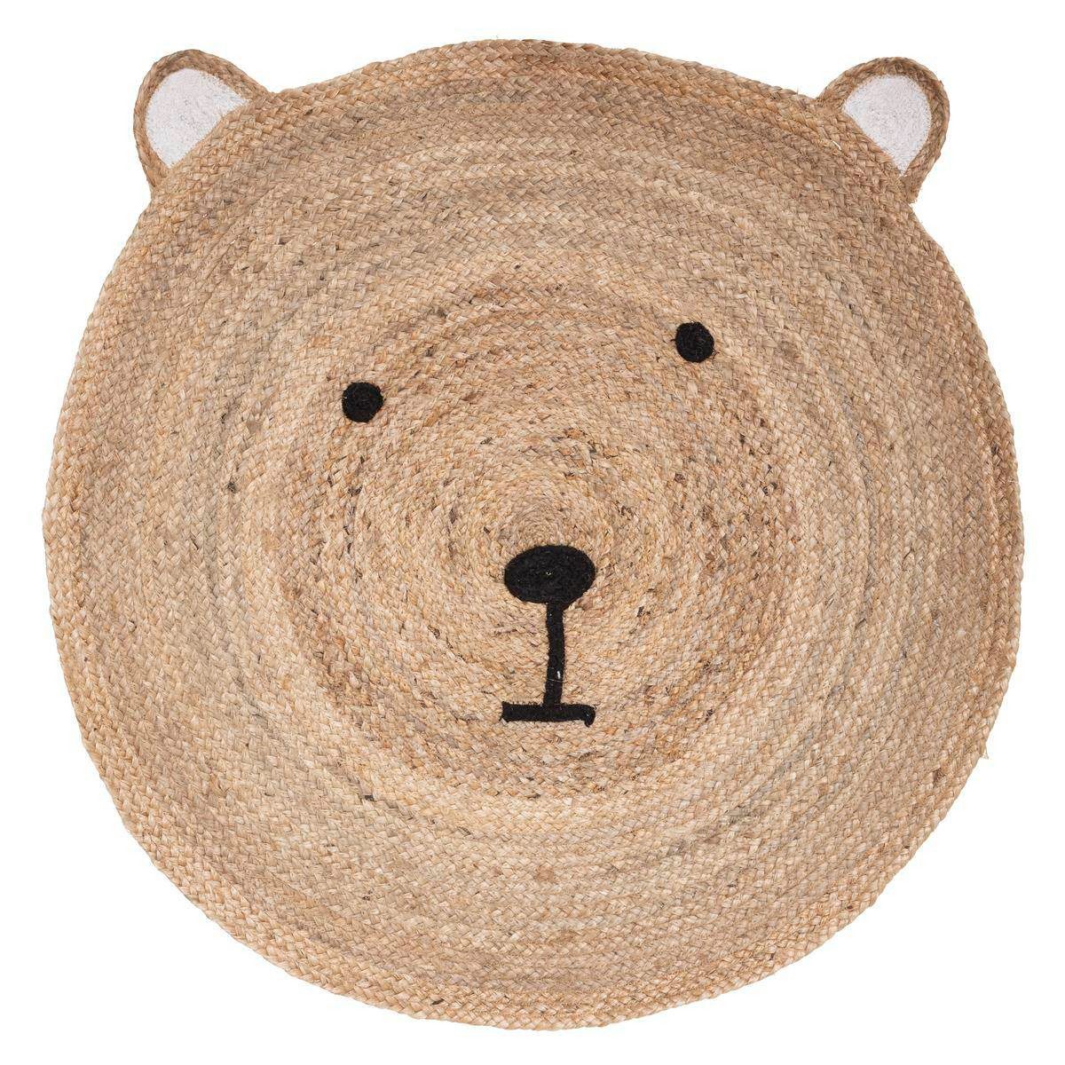 Atmosphera Créateur d'intérieur Kinderteppich Jute Teppich Bär für Kinderzimmer, Ø 100 cm, rund