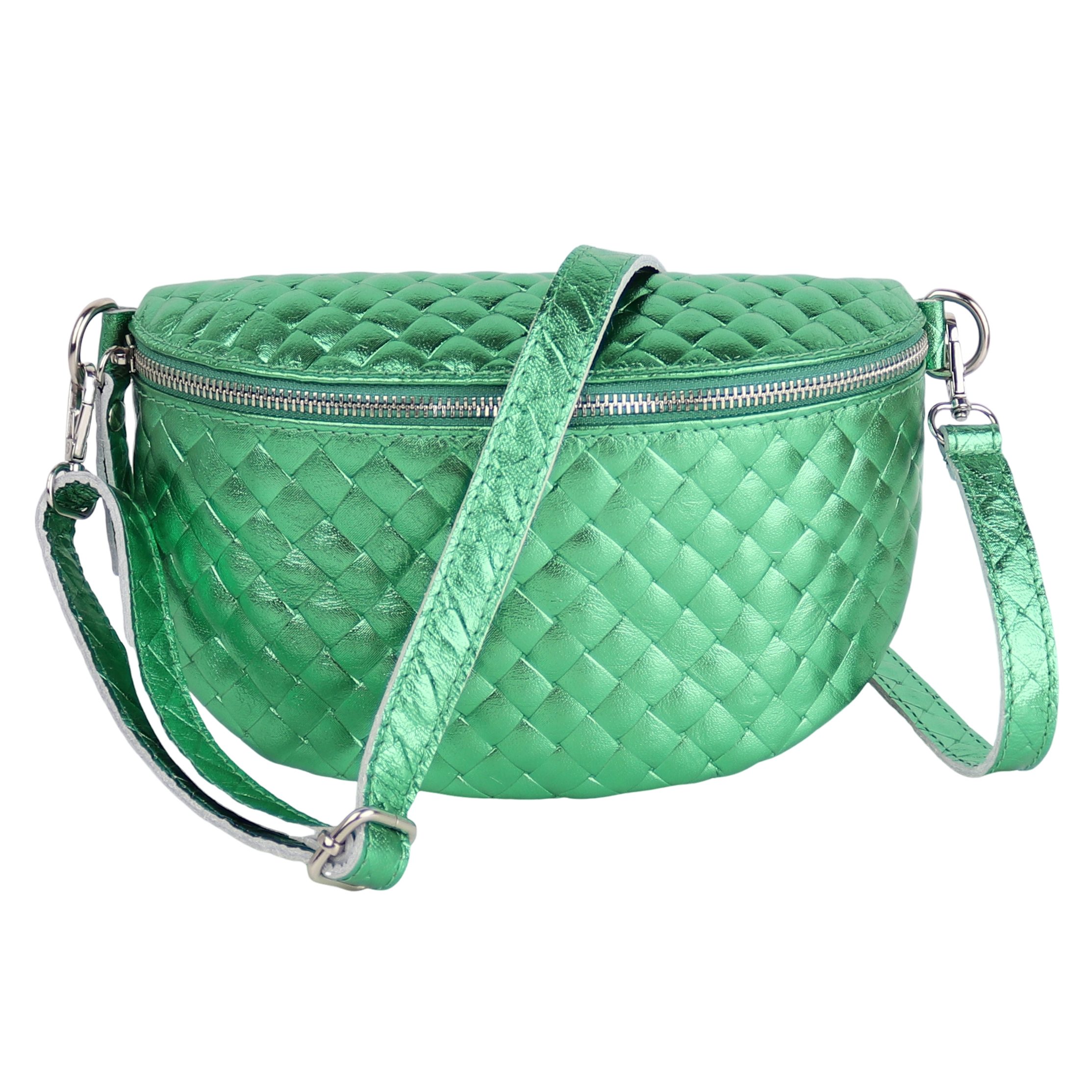 MIRROSI Bauchtasche Damen, Echtleder, Leder, Made in Italy, Umhängetasche, Brusttasche, (Schultertasche für jeden Anlass, ca.25x16x7cm), Crossbody Bag, verstellbaren Schulterriemen