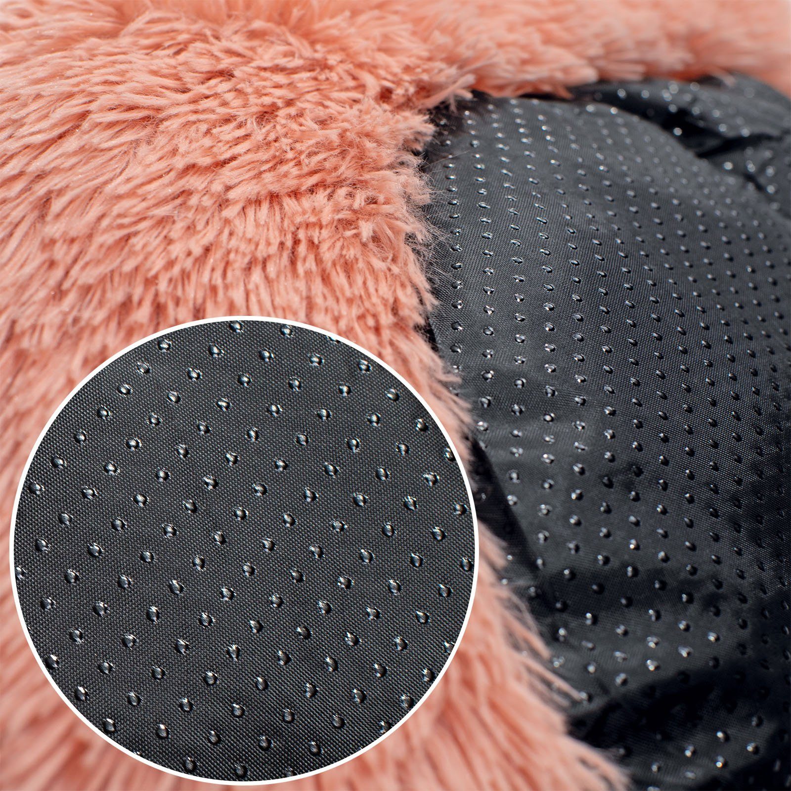 lionto Tierkissen für Katzen, Donutbett mit Plüschbezug, Katzenkissen Ø40 cm, rosa, Plüschbezug, rundes Bett mit Anti-Rutsch-Boden, erhöhter Rand für Geborgenheit