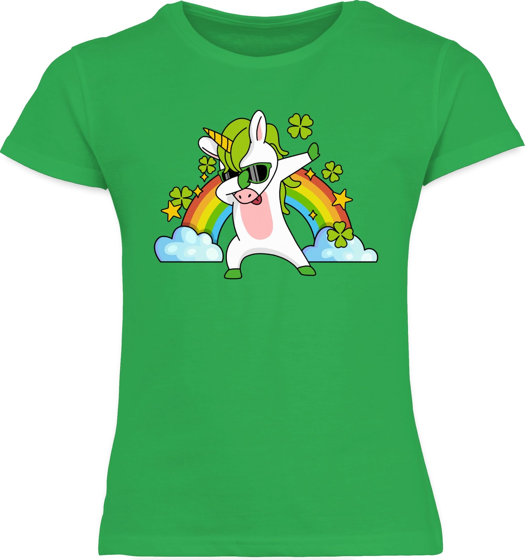 Kleeblatt Shirtracer 2 T-Shirt Dabbendes Kinder Regenbogen Anlässe Einhorn Grün
