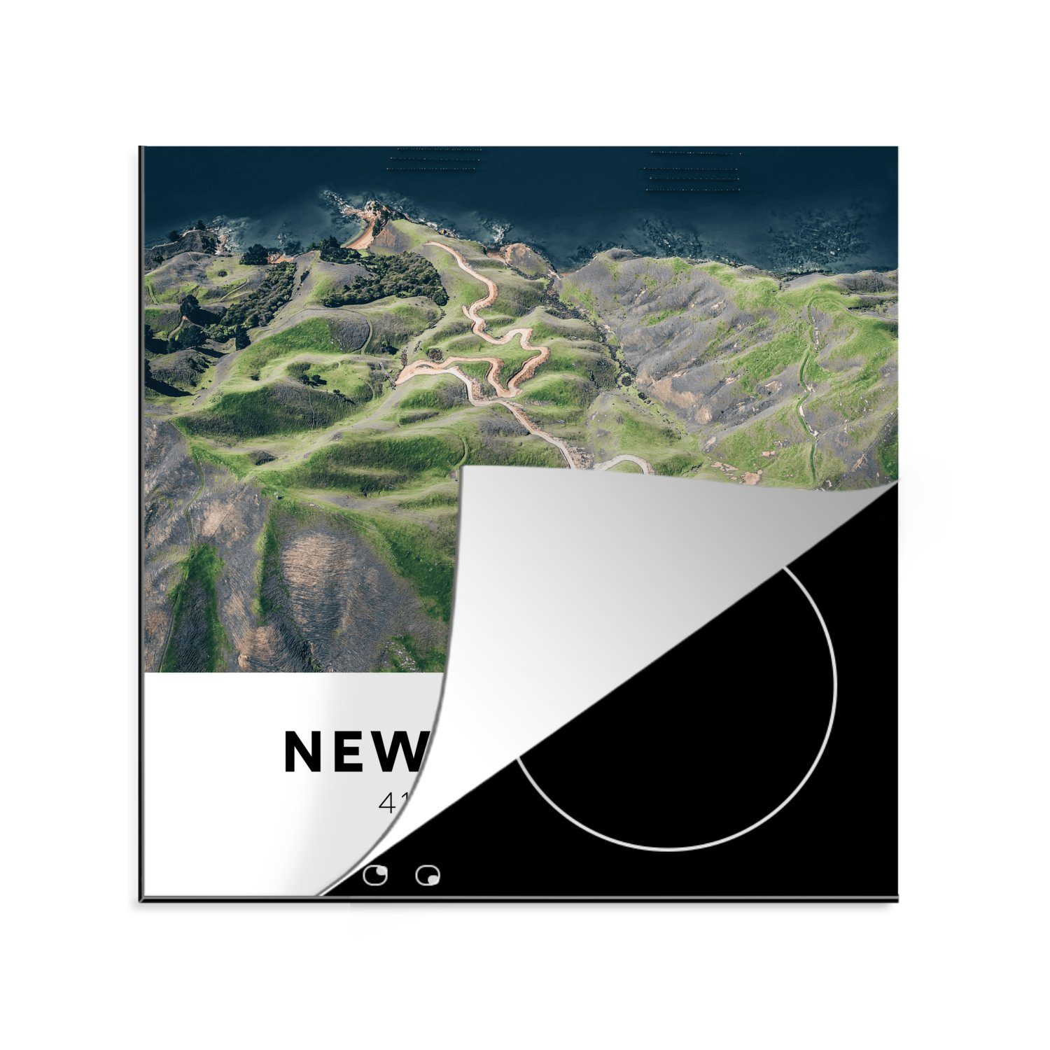 Arbeitsplatte Grün, Meer (1 Herdblende-/Abdeckplatte für - Vinyl, 78x78 cm, tlg), Ceranfeldabdeckung, MuchoWow Neuseeland küche -