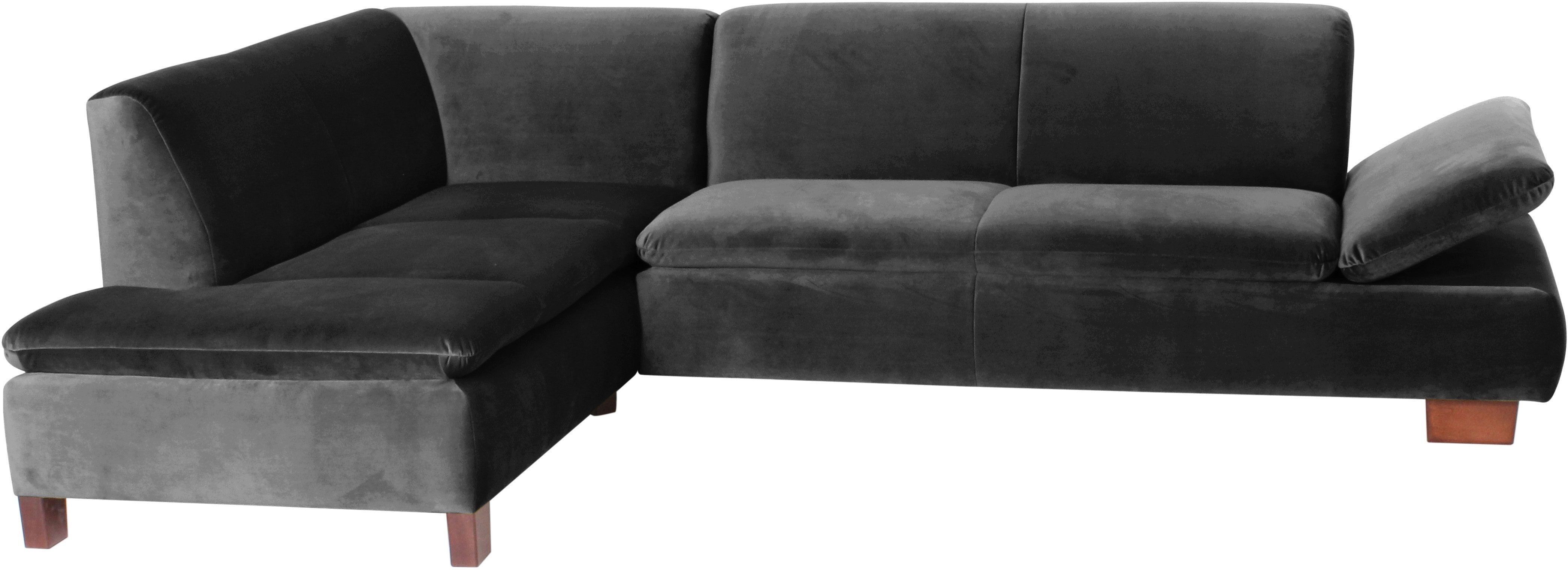 Max Winzer® Ecksofa Tampere modern, edler Samtvelours Bezug, Mattenoptik im Sitz, bequem, mit Armlehnverstellung, Ottomane wahlweise rechts oder links, L-Form