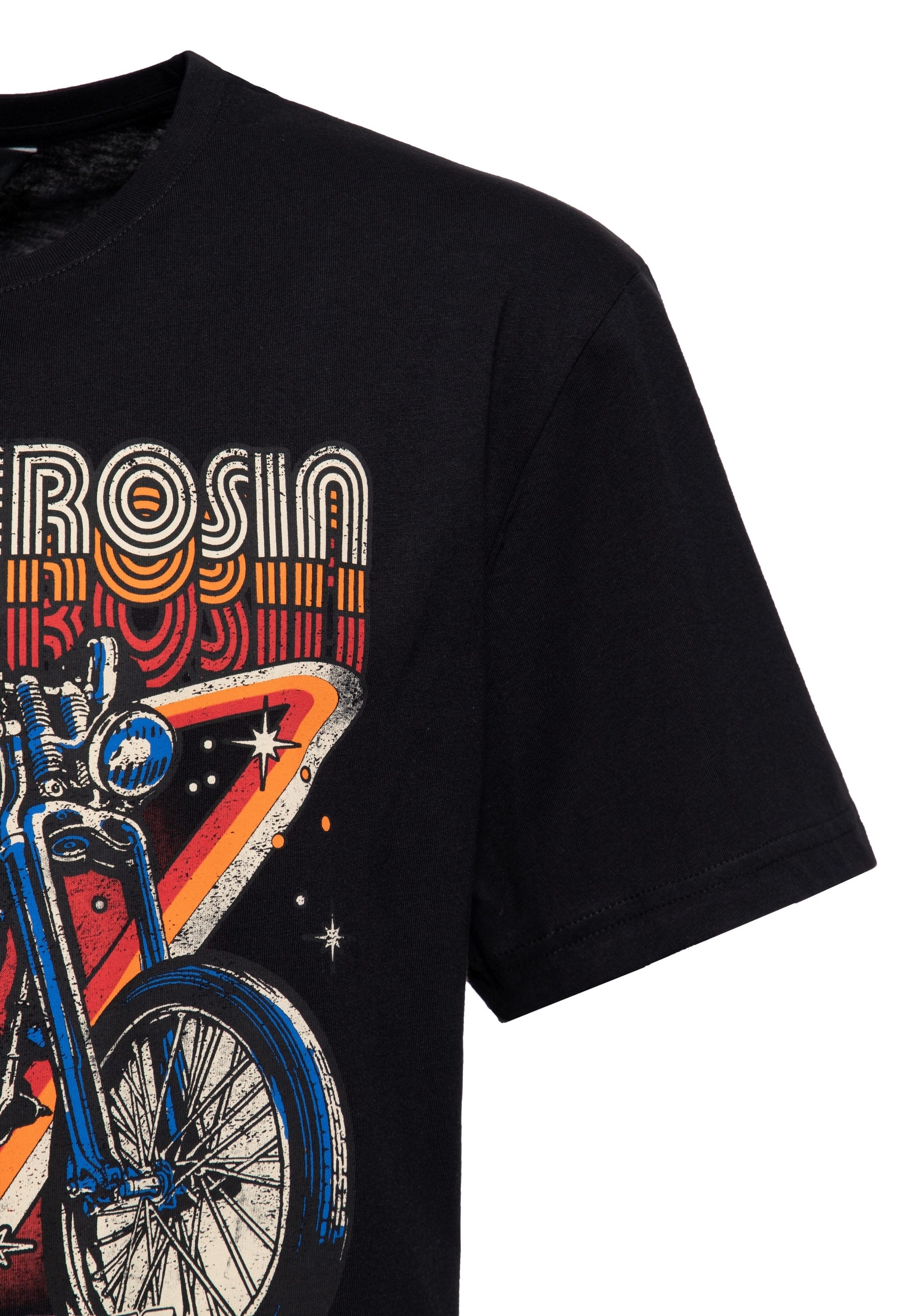 KingKerosin Print-Shirt Wild & Free (1-tlg) mit 70s Motorrad-Artwork