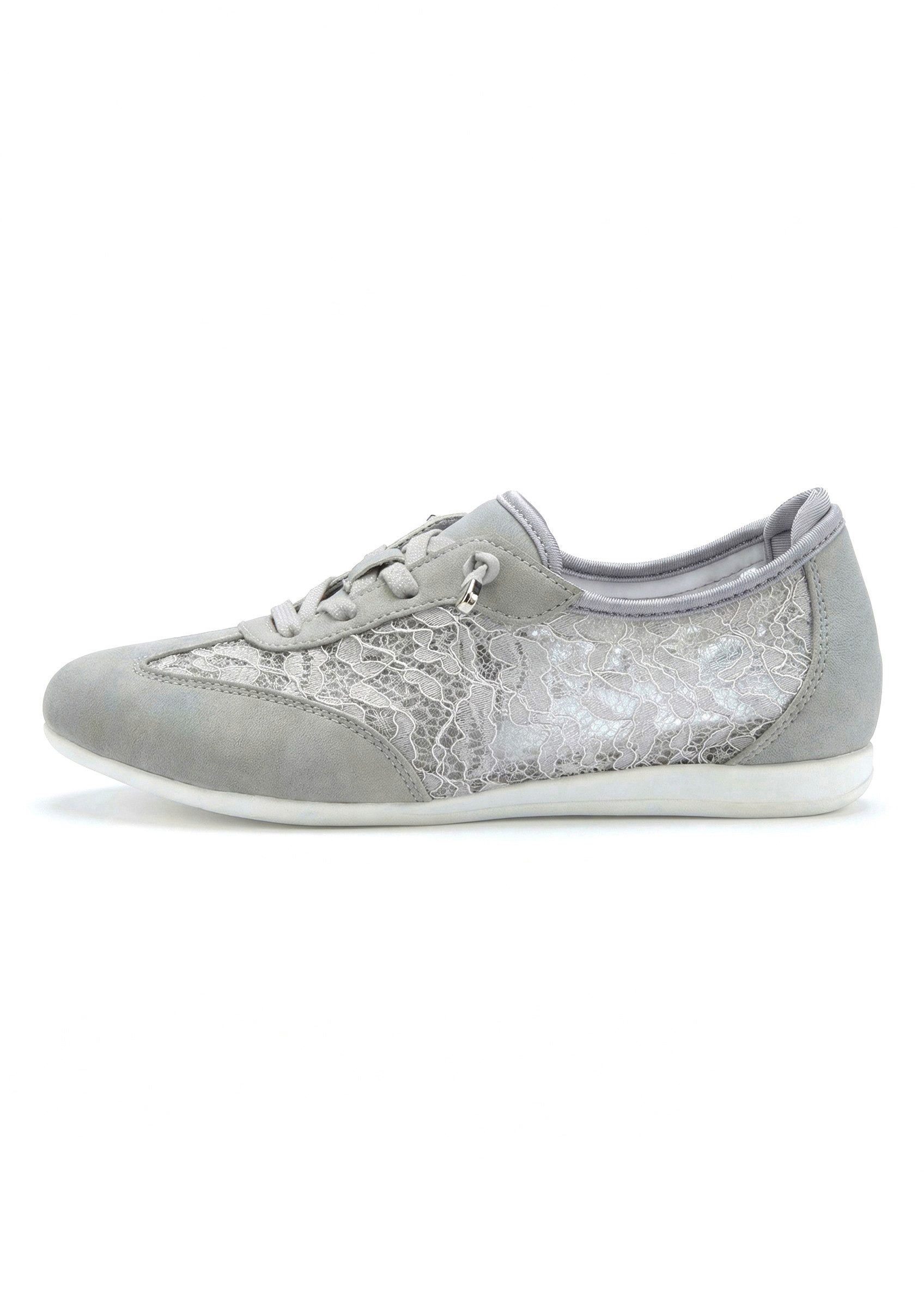 LASCANA Freizeitschuh, Halbschuh, Slip-On-Sneaker, Sneaker mit modischen Spitzendetails & herausnehmbarer Innensohle VEGAN
