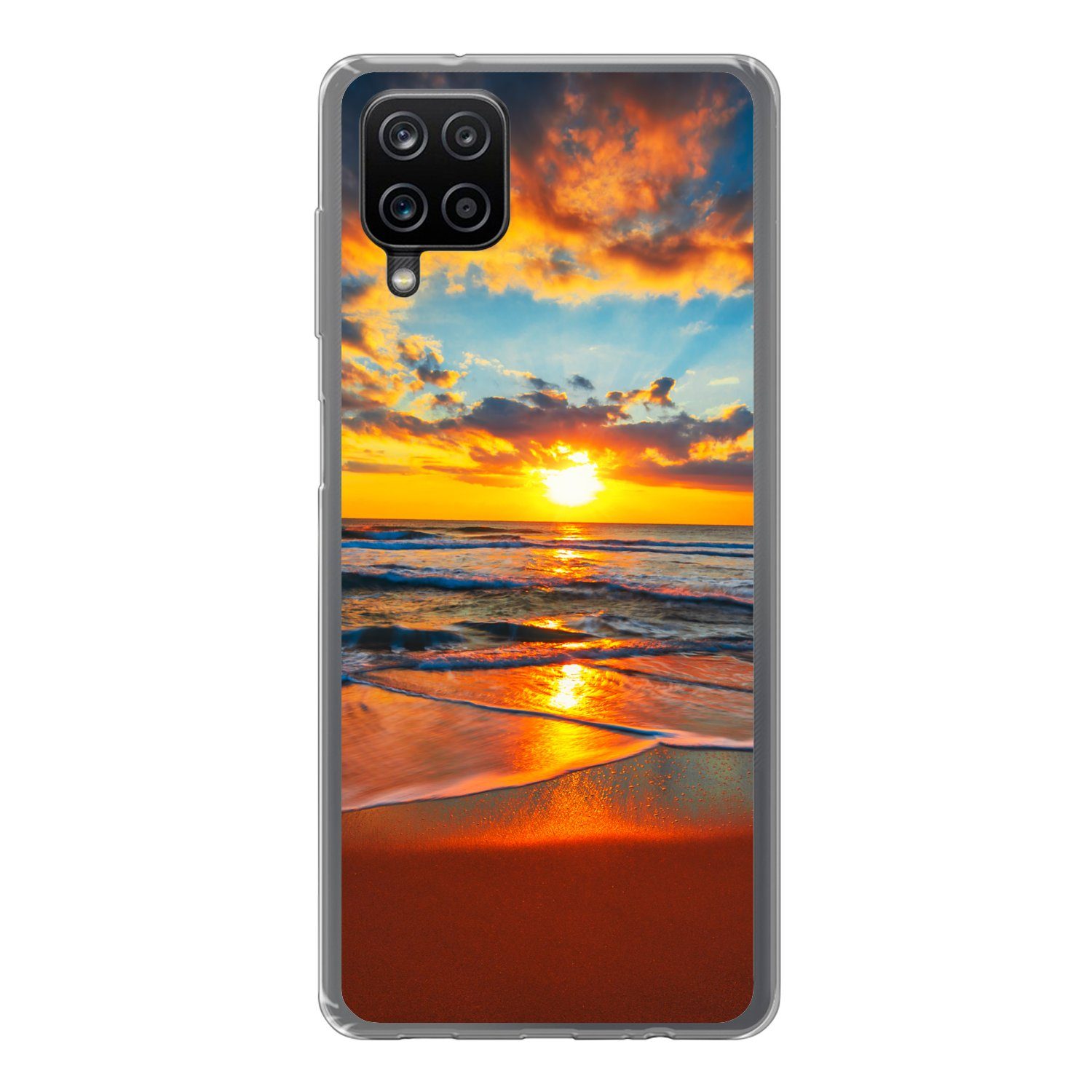 MuchoWow Handyhülle für Samsung Galaxy A12 Meer - Sonnenuntergang - Strand - Wolken - Oran, Smartphone-Bumper, Print, Handy Schutzhülle Dünn
