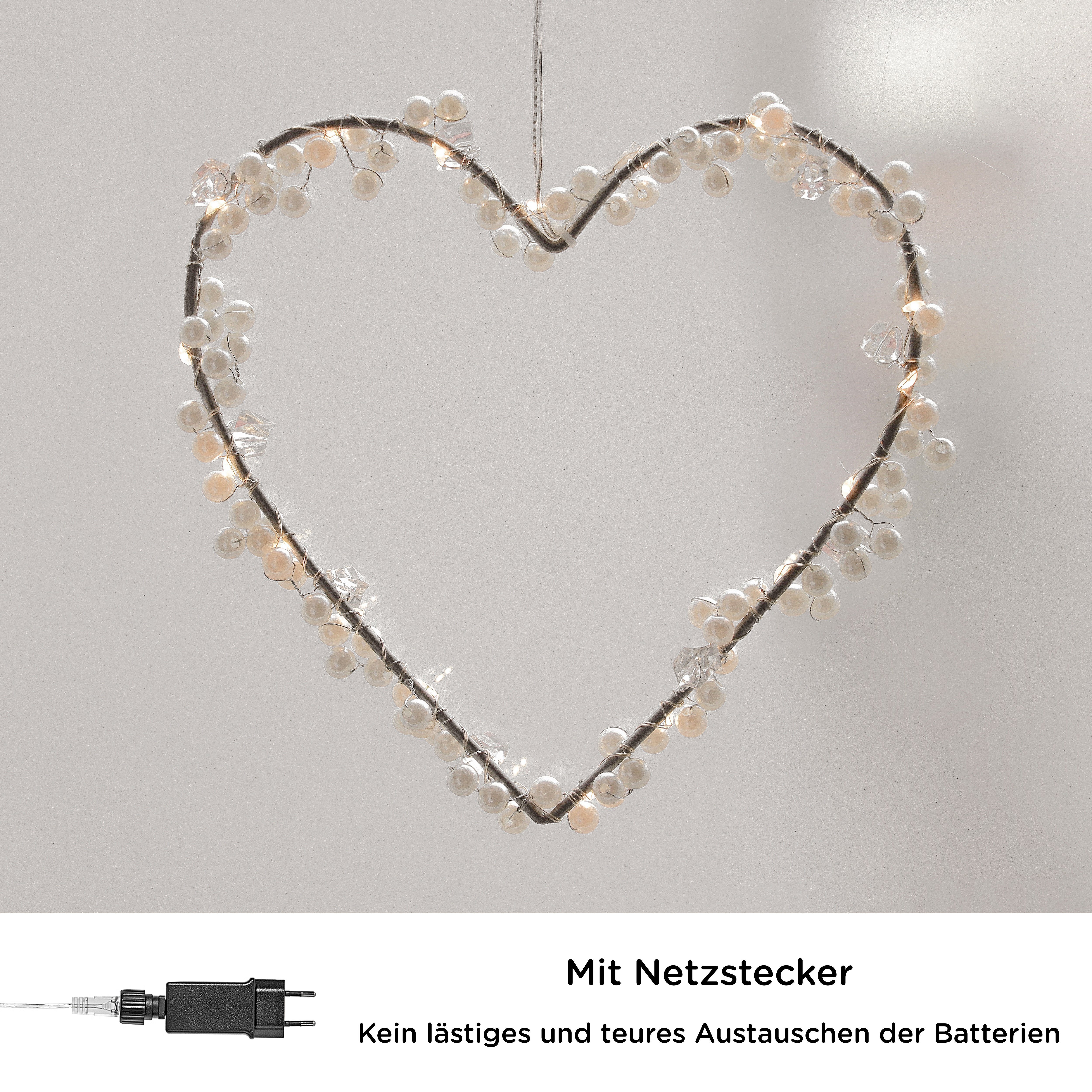 COZY HOME LED-Lichterkette Lichterketten Herz Lichterkranz LED Herz mit Stecker warmweiß Fenster