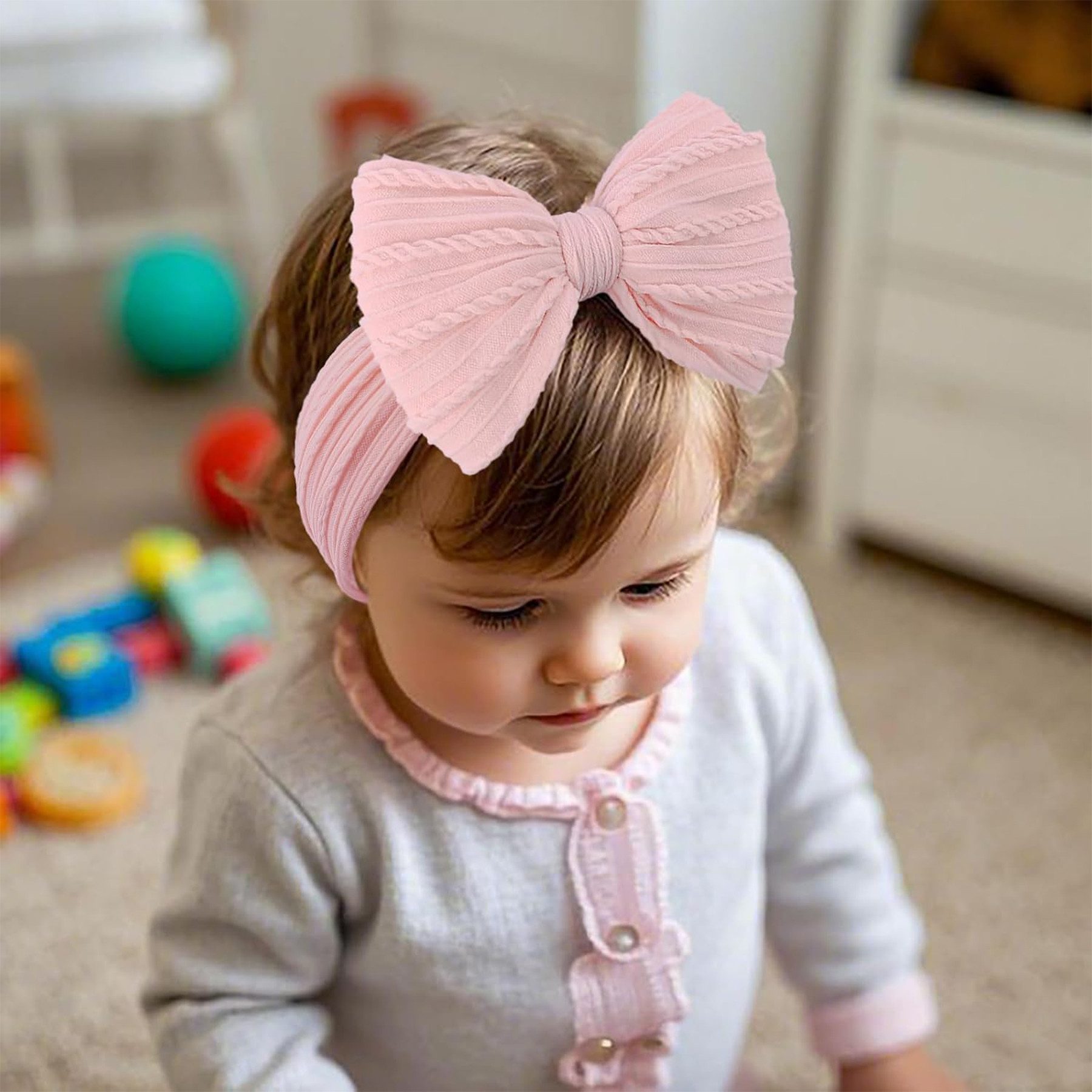 Mutig Stirnband Baby-Mädchen Stirnbänder mit Schleifen - Super dehnbar,weich,elastisch (6 Stück für Neugeborene, Kleinkinder und kleine Mädchen, 6-St)