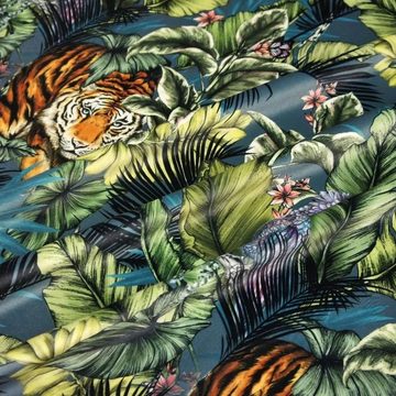 Stofferia Stoff Polsterstoff Samt-Digitaldruck Bengal Tiger Twilight, Breite 139 cm, Meterware