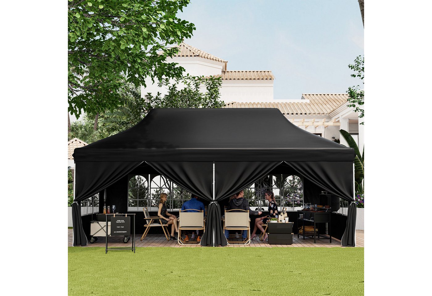 Thumbnail - KOMFOTTEU Pavillon, Faltpavillon 3x6m, höhenverstellbar mit 6 Seitenwänden & Tragetasche
