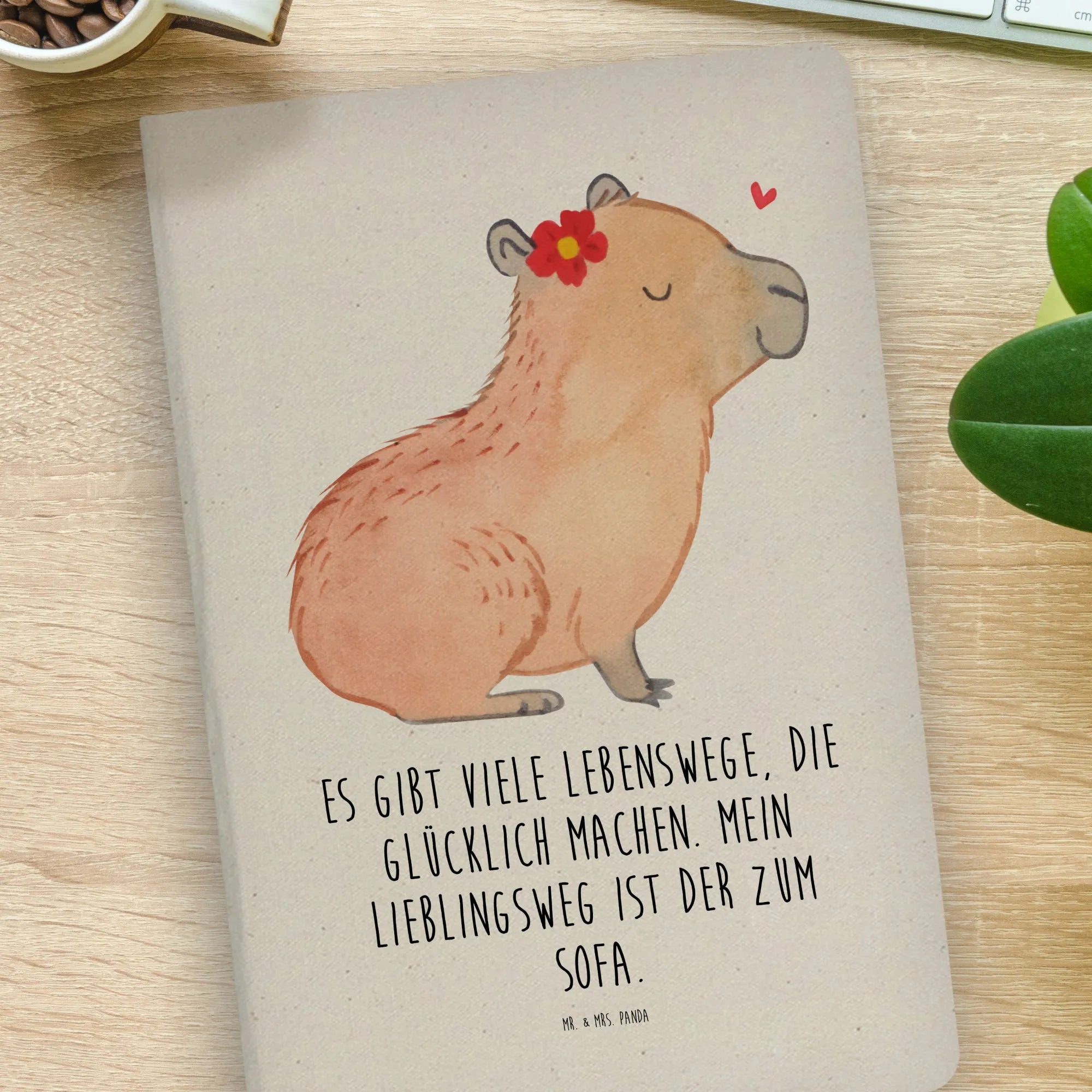 Thumbnail - Mr. & Mrs. Panda Notizbuch Capybara Blume - Transparent - Geschenk, DIN A4 Notizbuch Softcover, Mr. & Mrs. Panda, Bezaub...