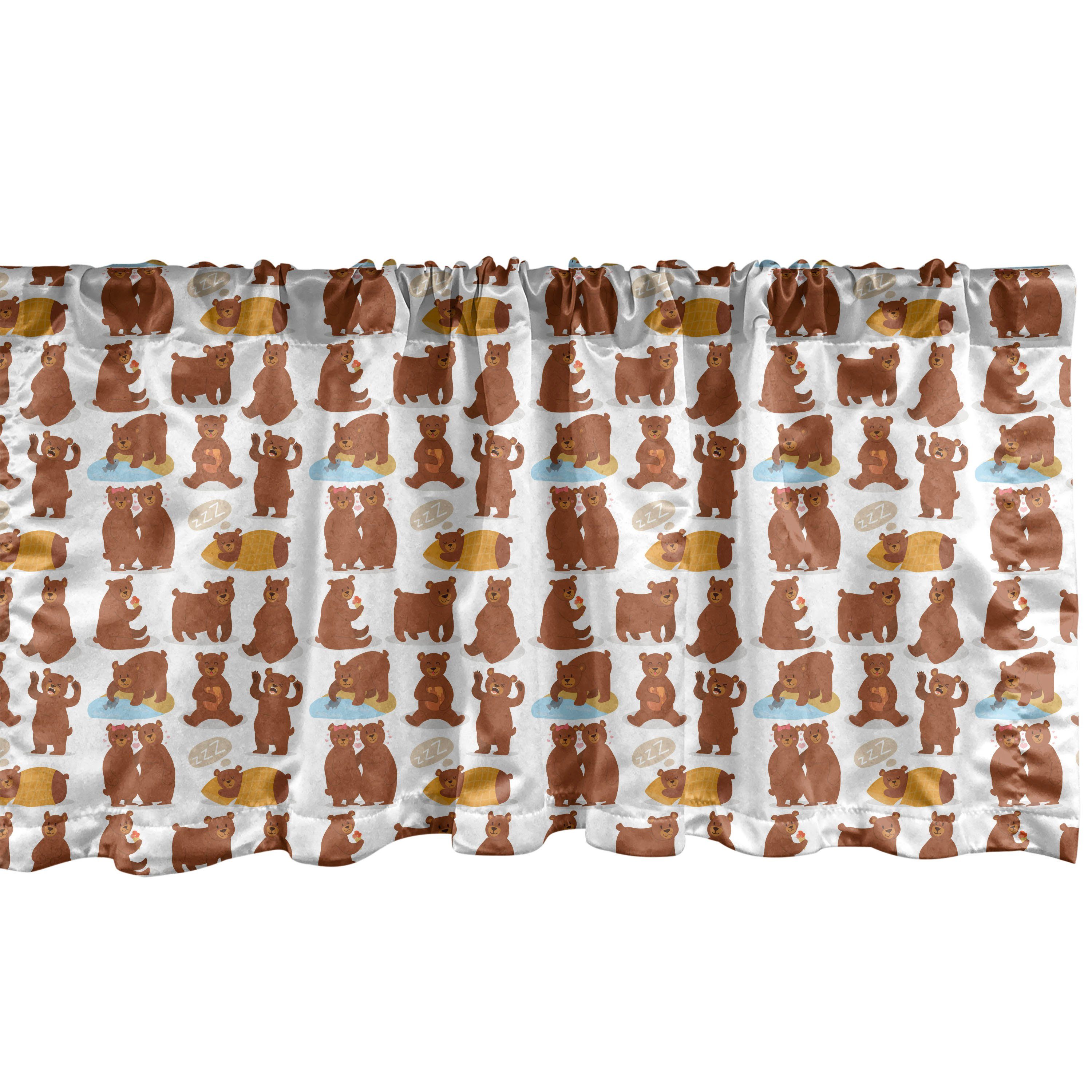 Scheibengardine Vorhang Volant für Küche Schlafzimmer Dekor mit Stangentasche, Abakuhaus, Microfaser, Lustiger Bär Posing Lustige Charaktere