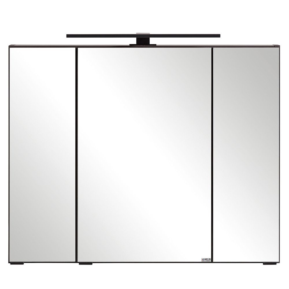 Lomadox Spiegelschrank MARLING-03 80 cm mit LED-Aufbauleuchte in dunkelgrau, B/H/T ca. 80/64/20 cm