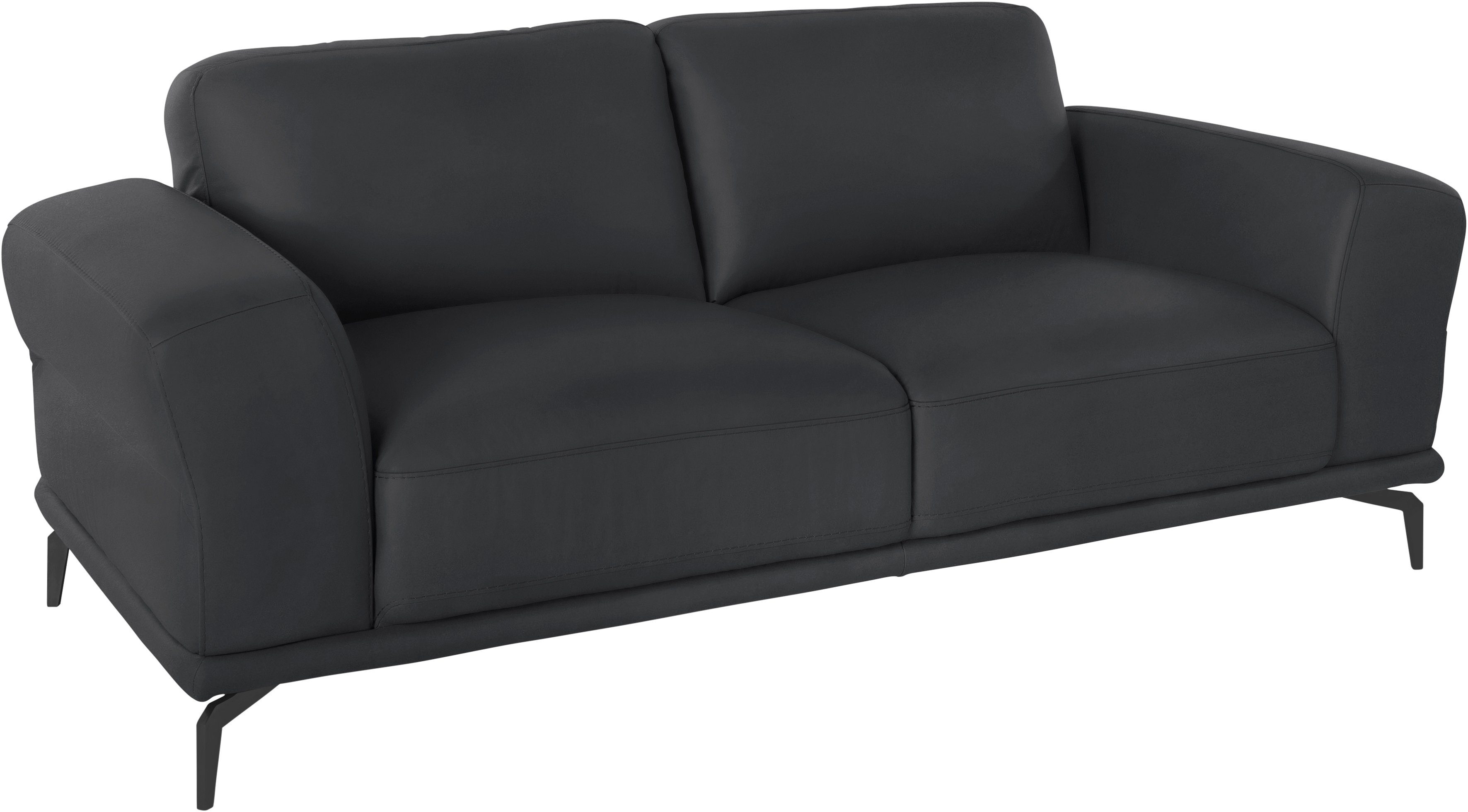 W.SCHILLIG 2-Sitzer montanaa elegant & edel, Federkernunterfederung, mit Metallfüßen in Schwarz pulverbeschichtet, Breite 192 cm