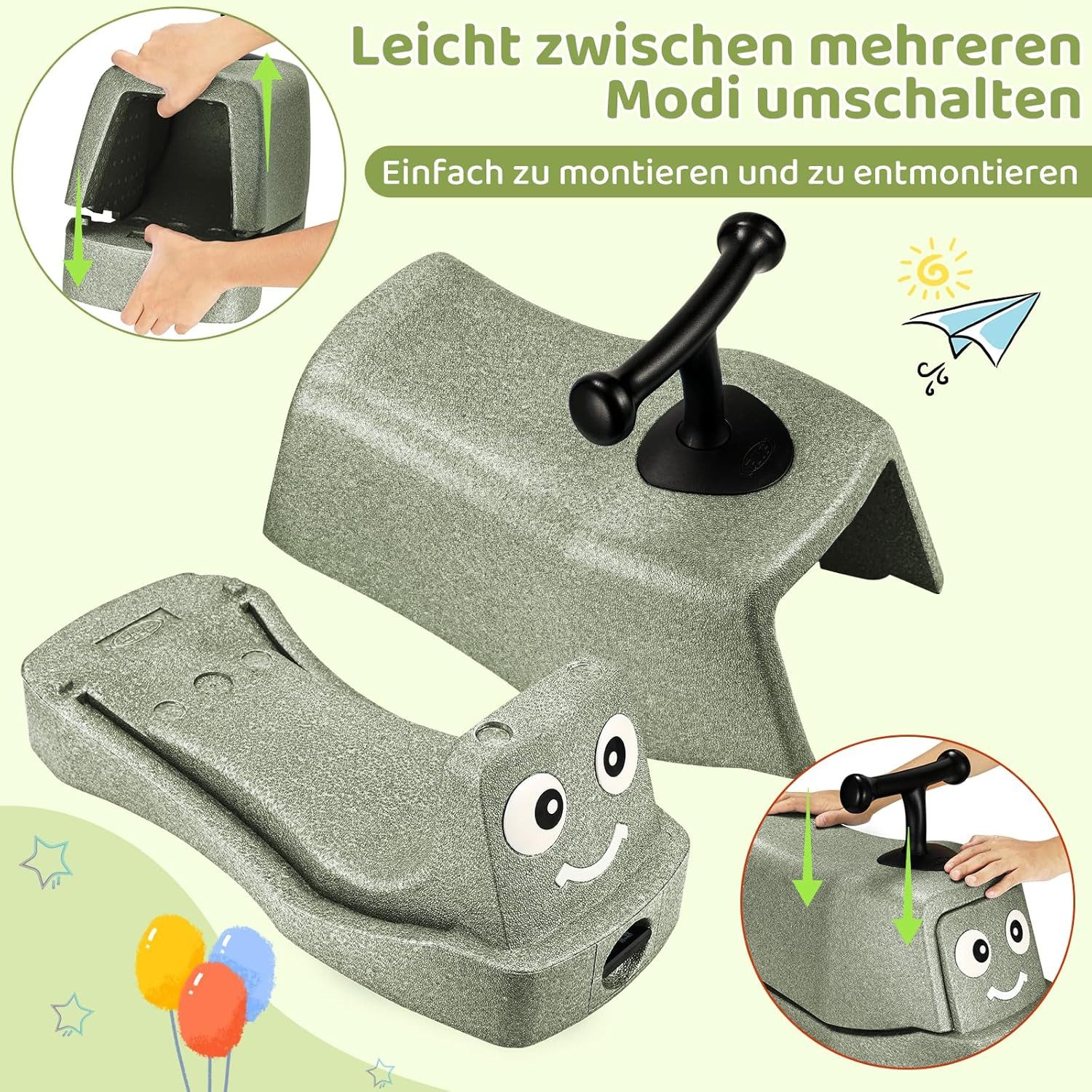 TLGREEN Rutscherauto 5 in 1 Babyrutscher mit Geräuschlose Räder, (Rutschfahrzeug), Babyroller bis 20kg, EPP, Baby Walker, Wippauto – Bild 5 von 5