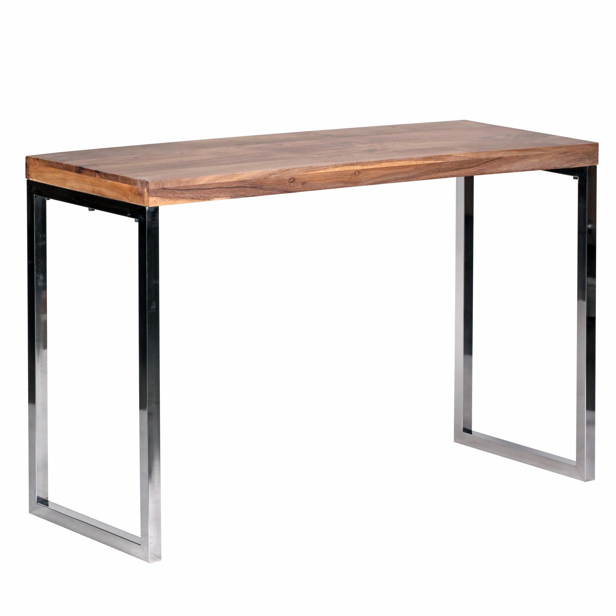Wohnling Konsolentisch WL1.457 Massivholz GUNA 120x45cm Schminktisch Computertisch Aka (Akazie Massivholz / Chrom, 120x45x77 cm Rechteckig), Anrichte Flur, Flurtisch Holztisch Naturholz
