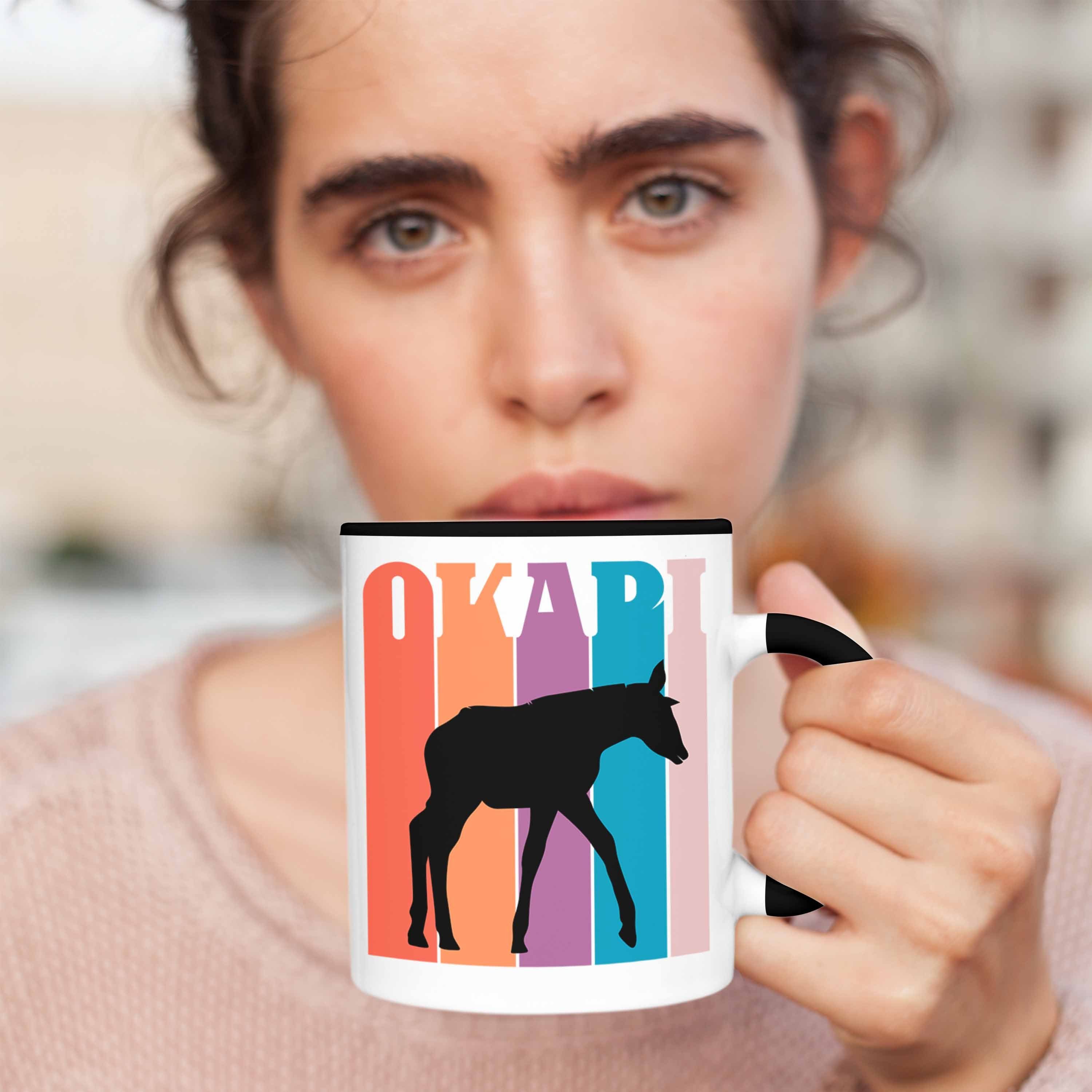 Schwarz Tasse Geschenk Trendation Okapi Grafik Liebhaber Tasse für Lustige Okapi