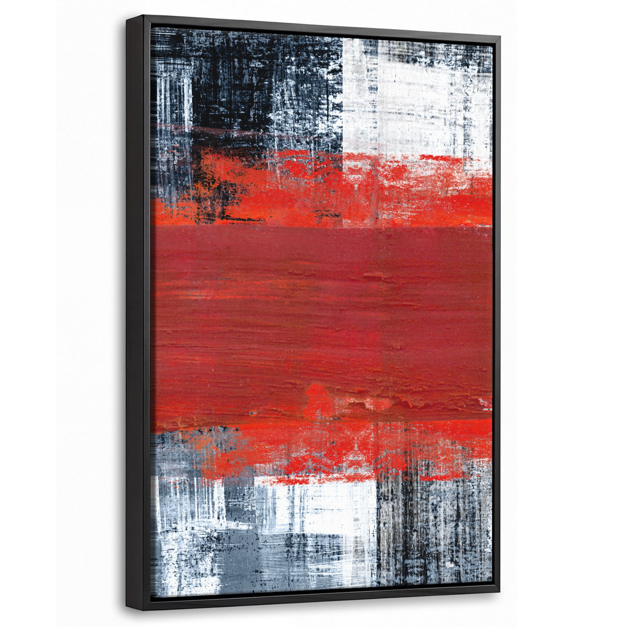 OneMillionCanvasses® Leinwandbild mit Rahmen - Kunstdrucke - Abstrakt - Rot - Öl, Fotodruck (1 St), Deko für Wohnzimmer Schlafzimmer Küche 20x30cm