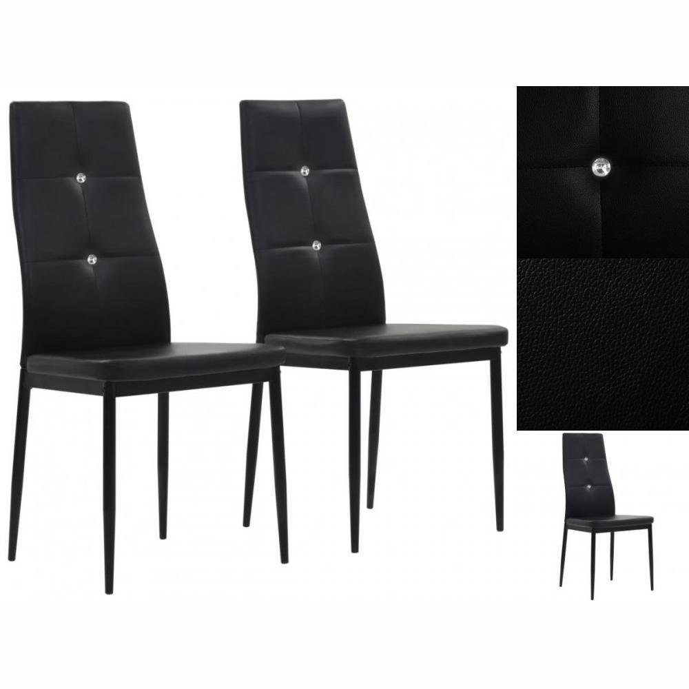 vidaXL Stuhl Esszimmerstühle 2 Stk Schwarz Kunstleder | Stühle