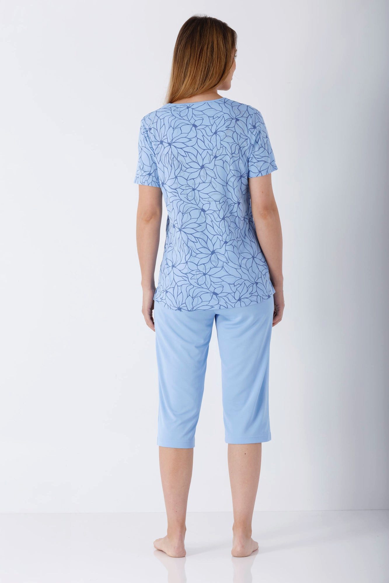 Hajo Schlafanzug Damen Schlafanzug Capri Klima-Soft® Single Jersey