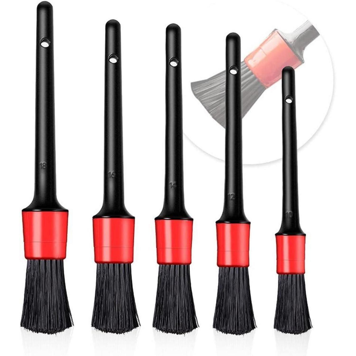 LuxusKollektion Autowaschbürste Auto Pinsel Set 5er PKW Reinigung Detailing Bürsten für Felgen