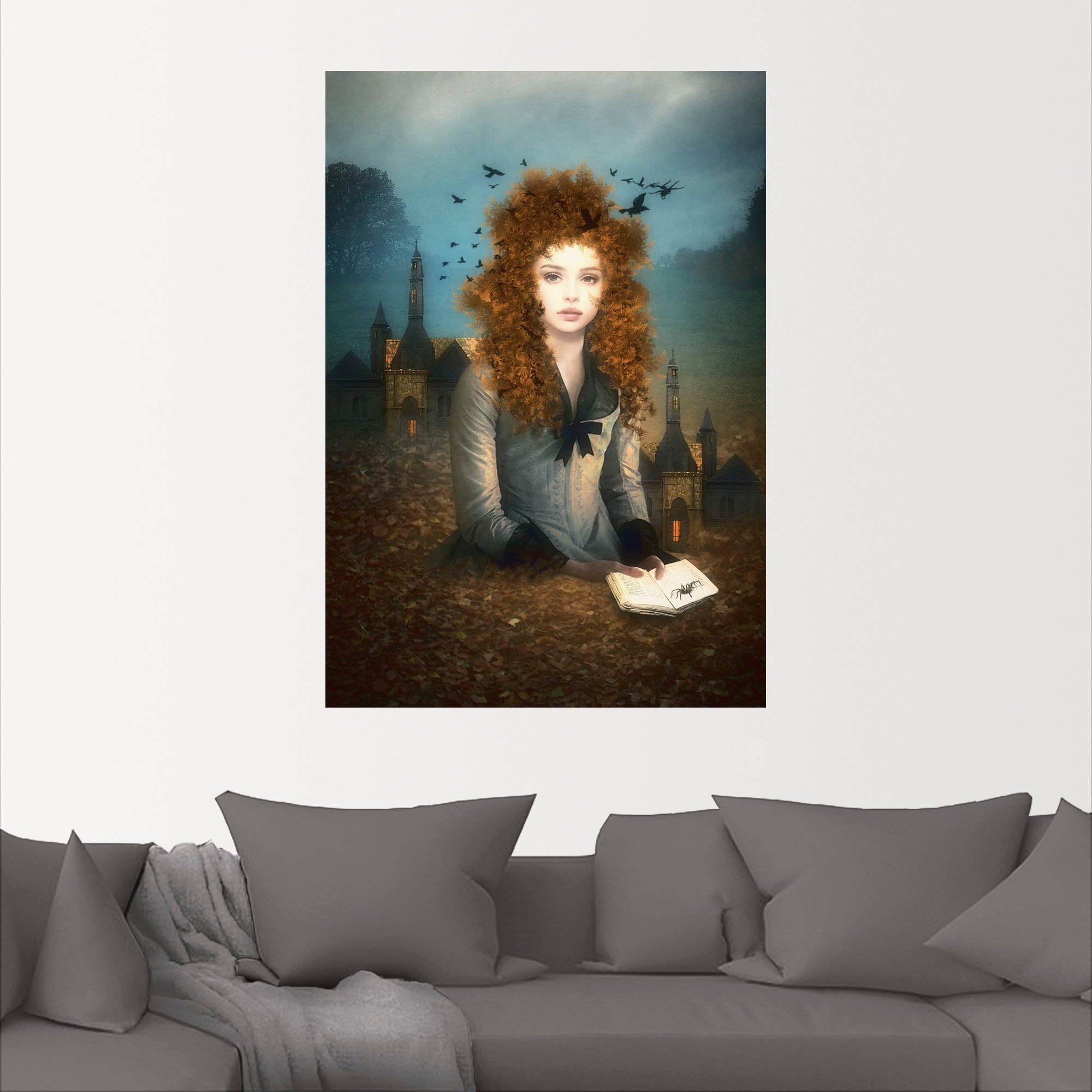 versch. Wandbild Wandaufkleber (1 Dark in oder Leinwandbild, Abendlektüre, Größen Poster Fantasy Alubild, als St), Artland