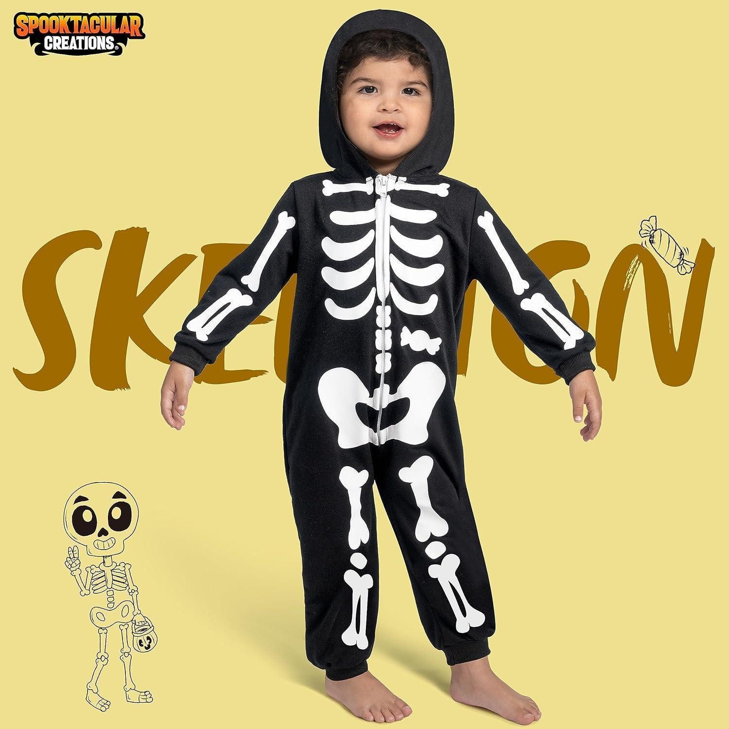 LuxusKollektion Kostüm Skelett Jumpsuit Pyjama für Babys Schwarz Kapuze Cosplay Halloween