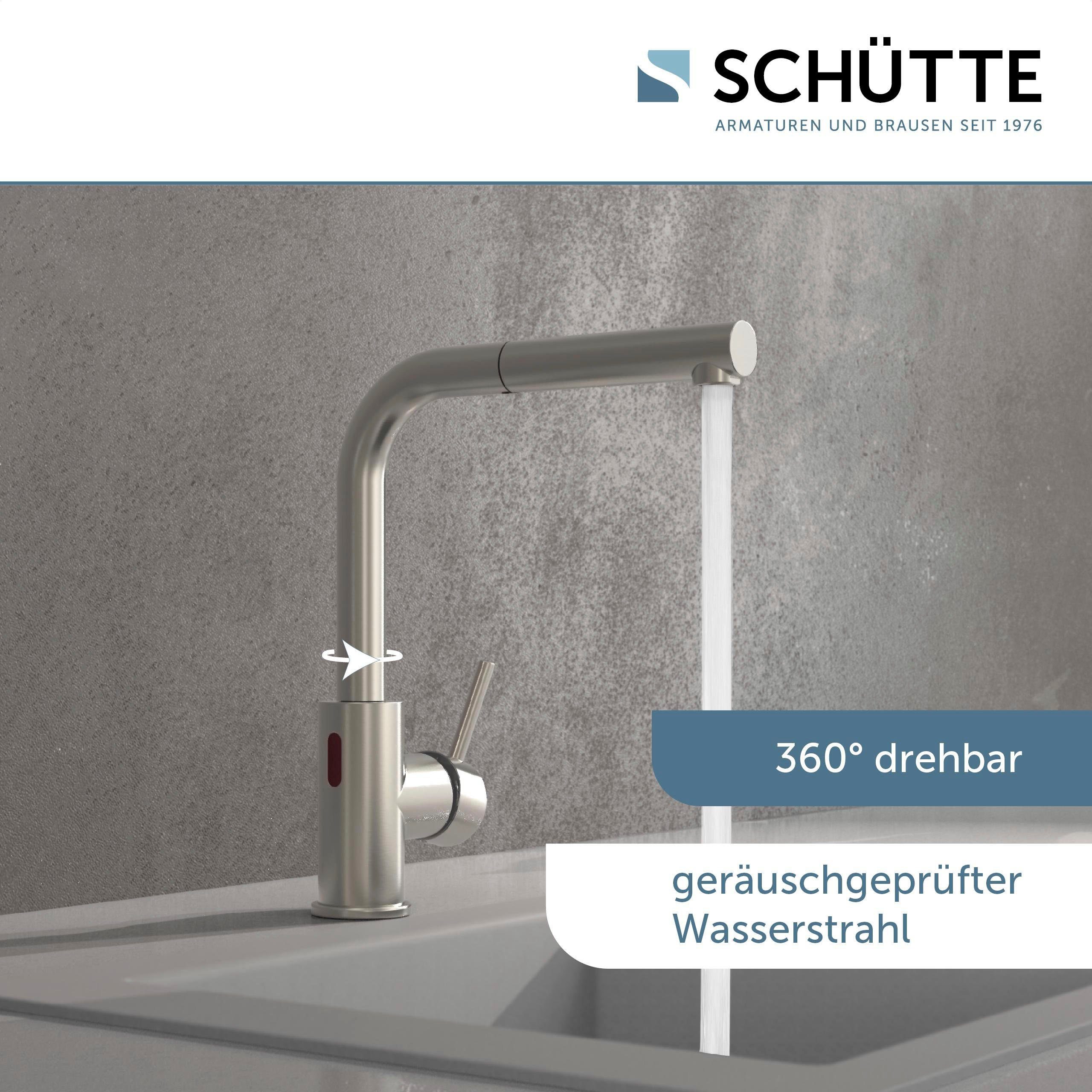 (1-St) Schütte Spültischarmatur Infrarottechnologie/Cold-Start-Fkt./360° /Eco-Click-Fkt. schwenkbar Edelstahloptik VITAL
