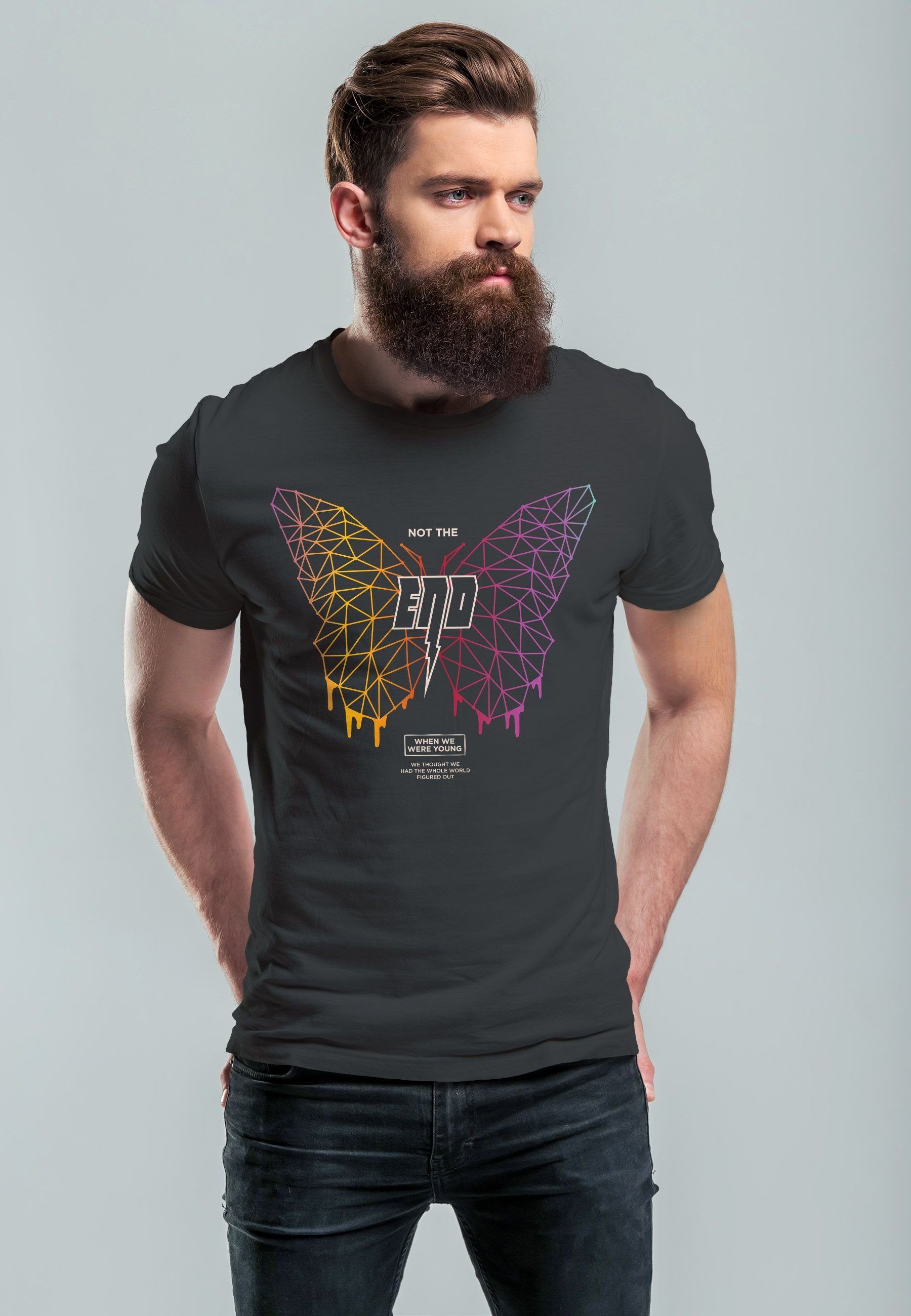 Neverless Print-Shirt Herren T-Shirt Schmetterling Geometric günstig online kaufen