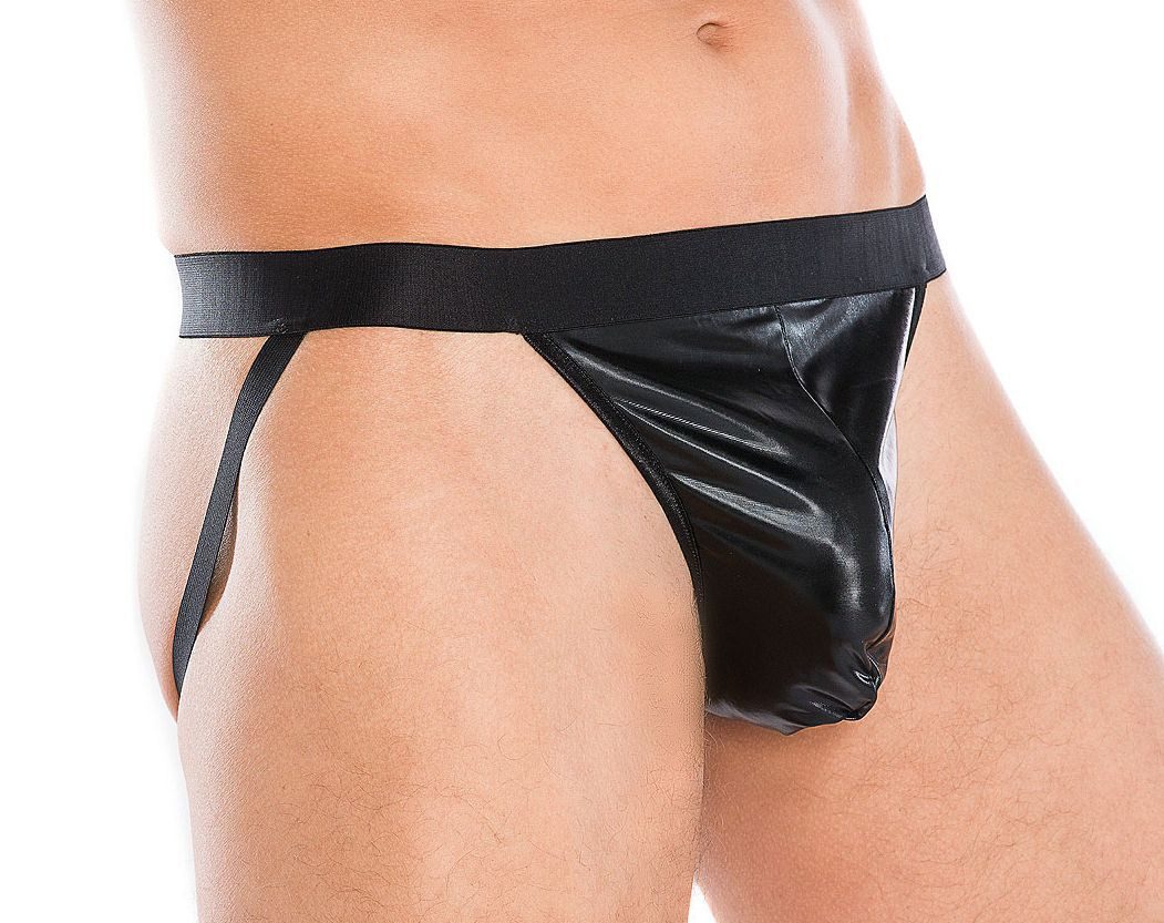 Andalea Men's Collection String Wetlook Jockstrap-Slip Schwarz mit Bänder sexy Unterwäsche Männer Pant