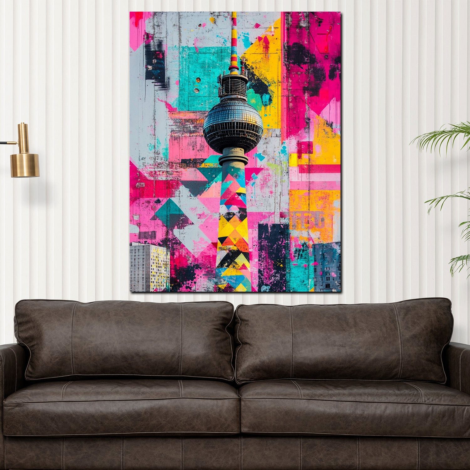 Artedinoi Leinwandbild Städte Pop Art Berlin Fernsehturm bunt urban Leinwandbild Wandbild XL, Berliner Fernsehturm, urban