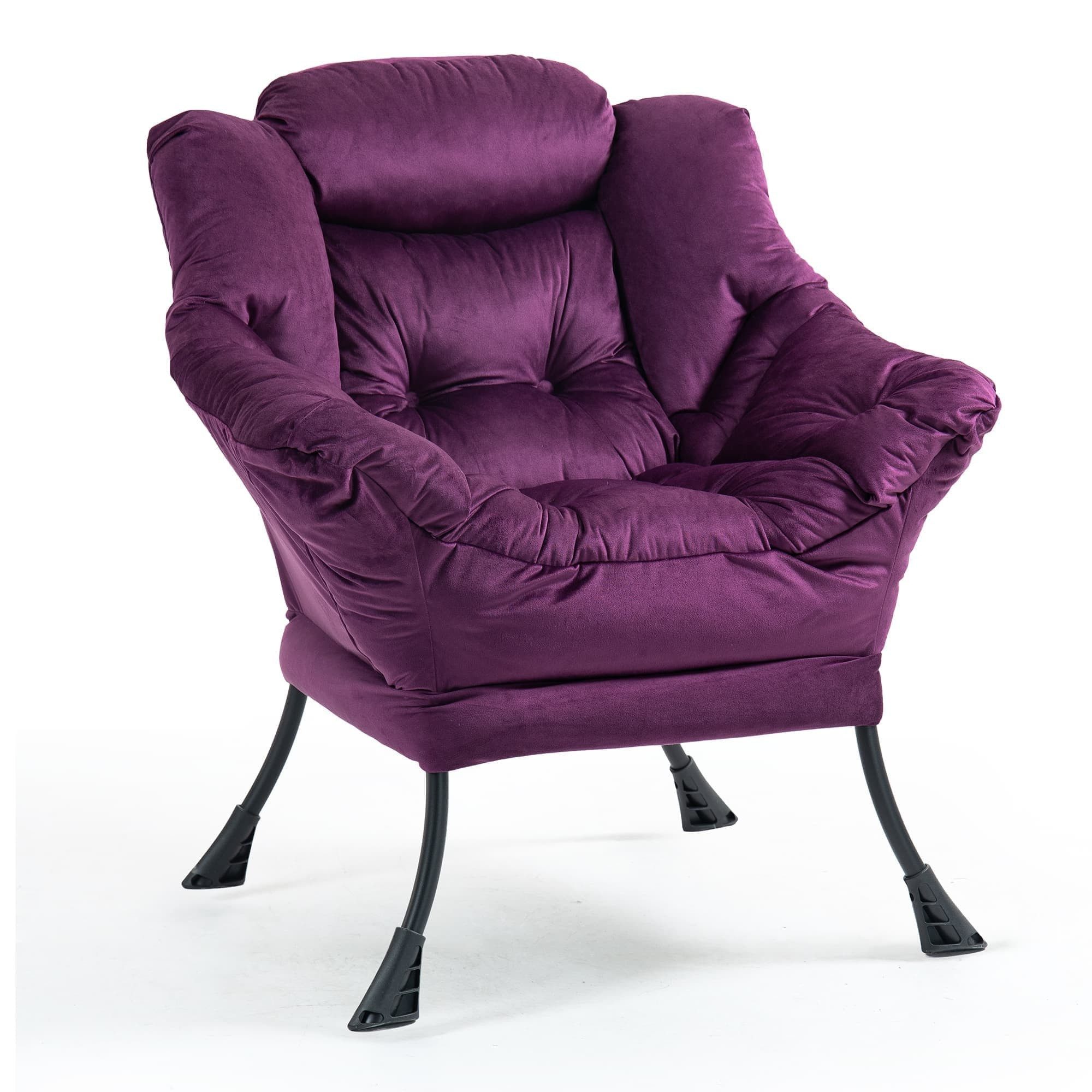 ANYSUN Loungesessel Relaxsessel aus Samt mit Nackenstütze, ergonomisch weich gepolstert (Sessel mit optionalem Fußhocker, Relaxsessel), Kompakter Relaxsessel 75 x 80 x 85 cm, wahlweise mit Fußhocker