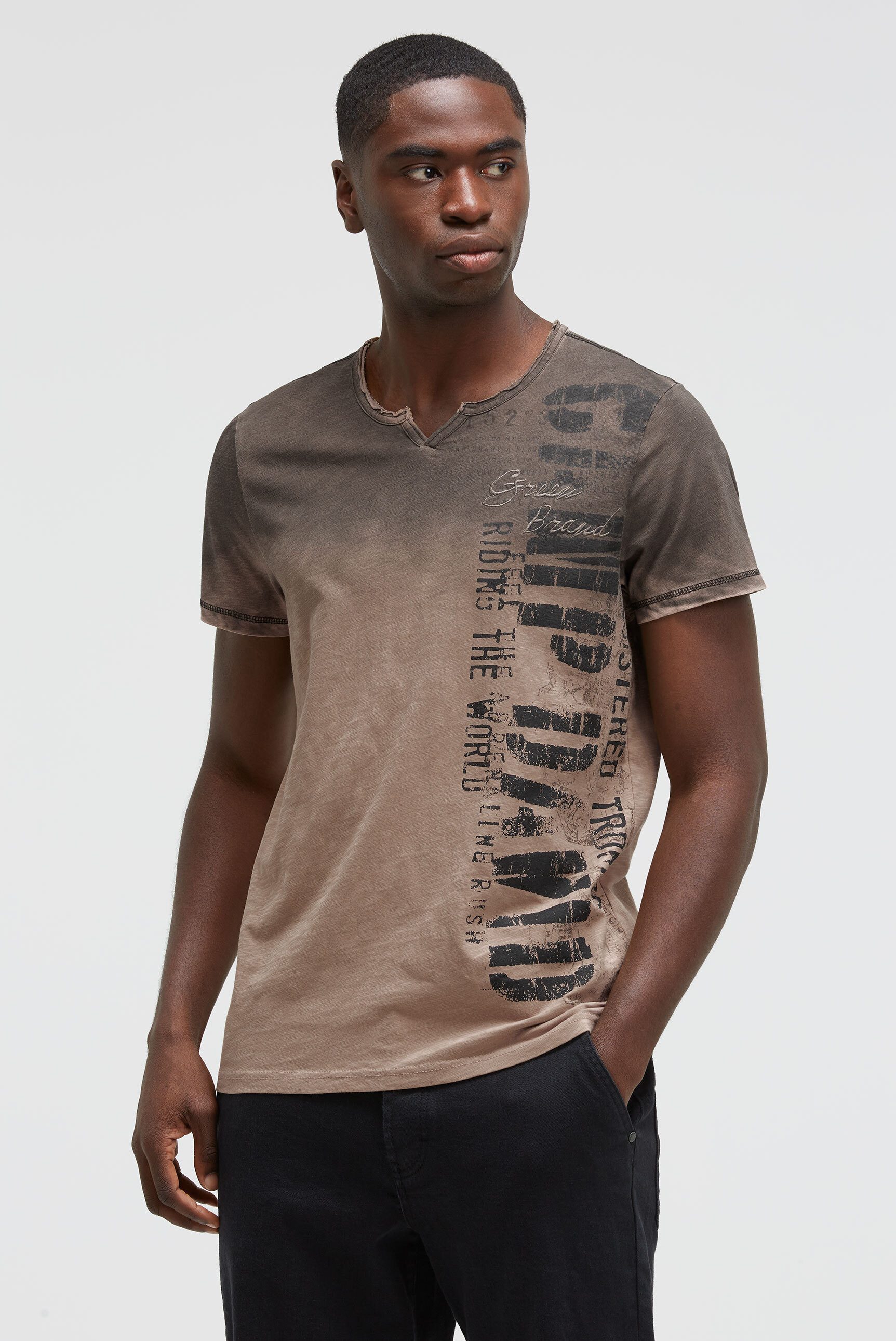 CAMP DAVID Rundhalsshirt mit Used-Kanten günstig online kaufen