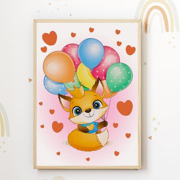 Tigerlino Poster Kleines Wunder Bilder 3er Set Wandbilder Fuchs Regenbogen Luftballon