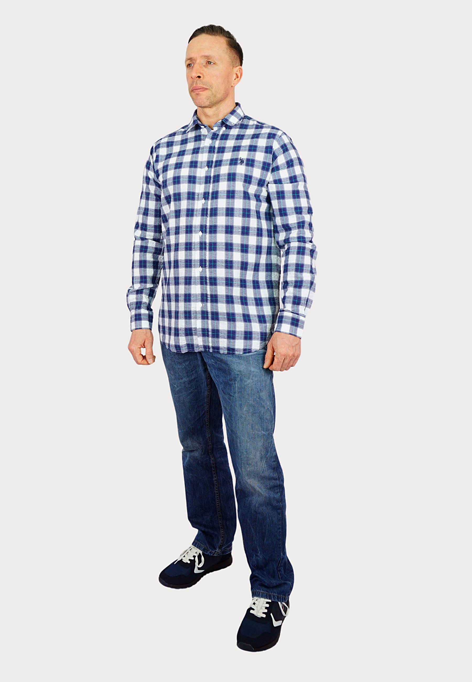 U.S. Polo Assn. Langarmhemd Shirt Freizeithemd Seersucker Button-Down (1-tlg)