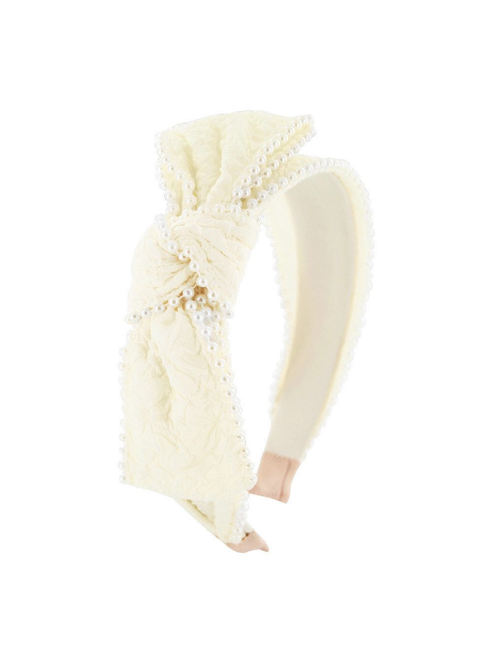 Haarreif Haarreif mit Perlen und große Schleife 14,5 cm x 4,5 cm