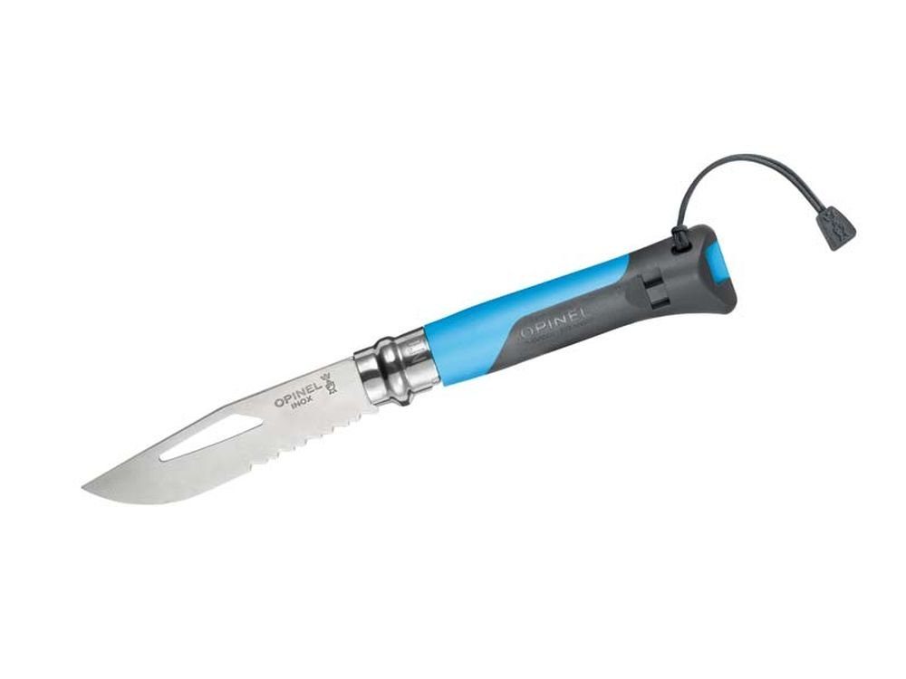 Opinel Taschenmesser Opinel-Messer Nr. 8 Outdoor, Stahl Sandvik 12C27 blau/grau