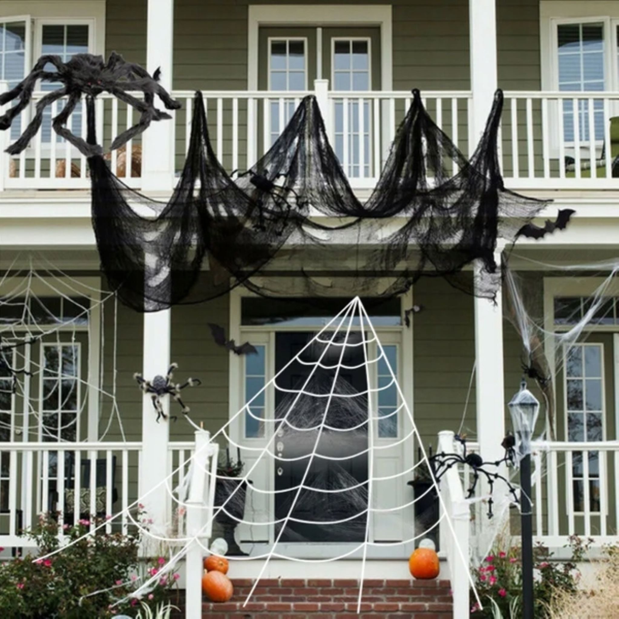 Festivalartikel Fensterdekoration Dekorative schwarze Netz-Gardine 76x228 cm Halloween Party Spinnennetz – Bild 4 von 5