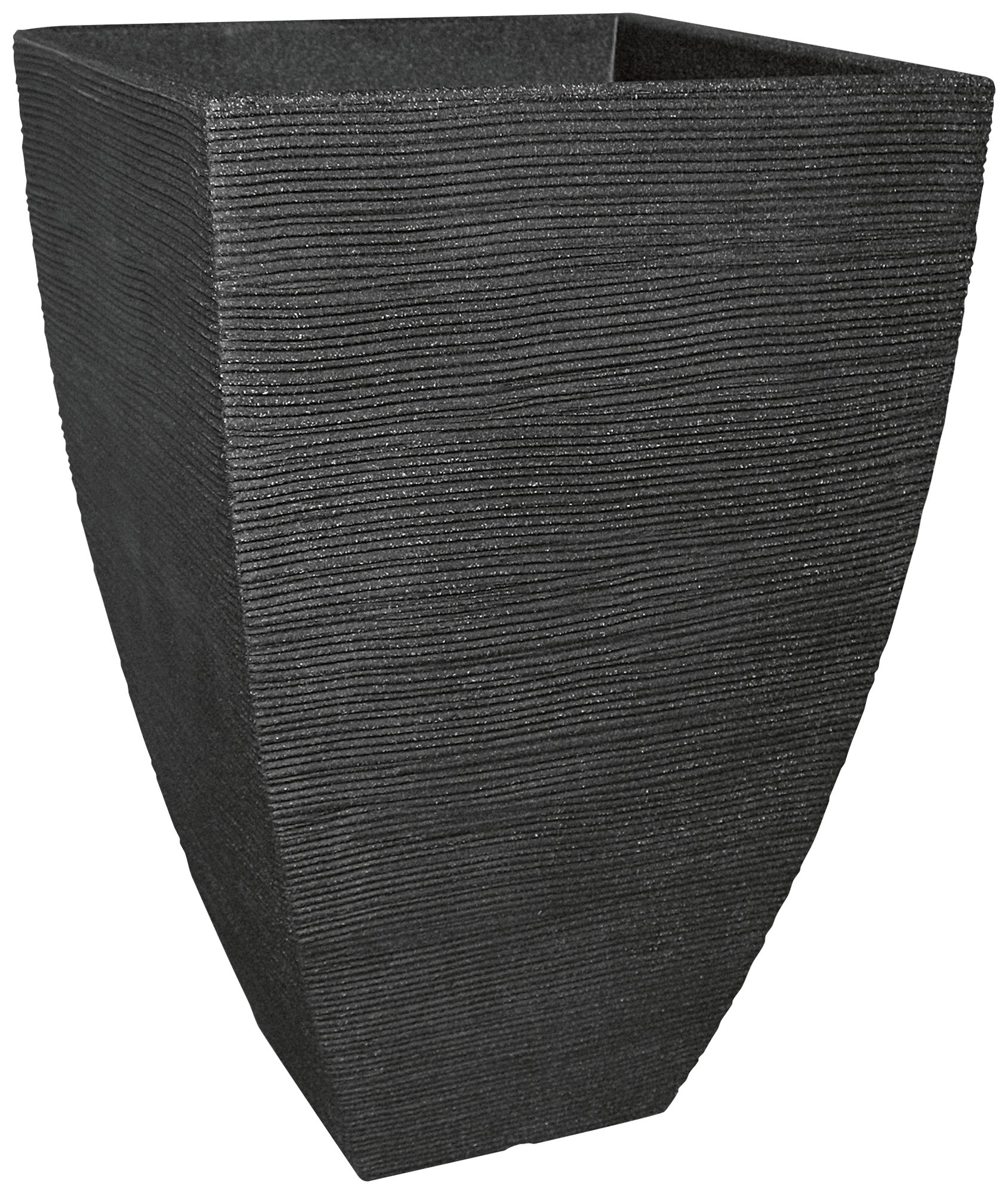 Pflanzkübel Pflanztopf Rillenstruktur eckig Kunststoff H 60 cm anthrazit