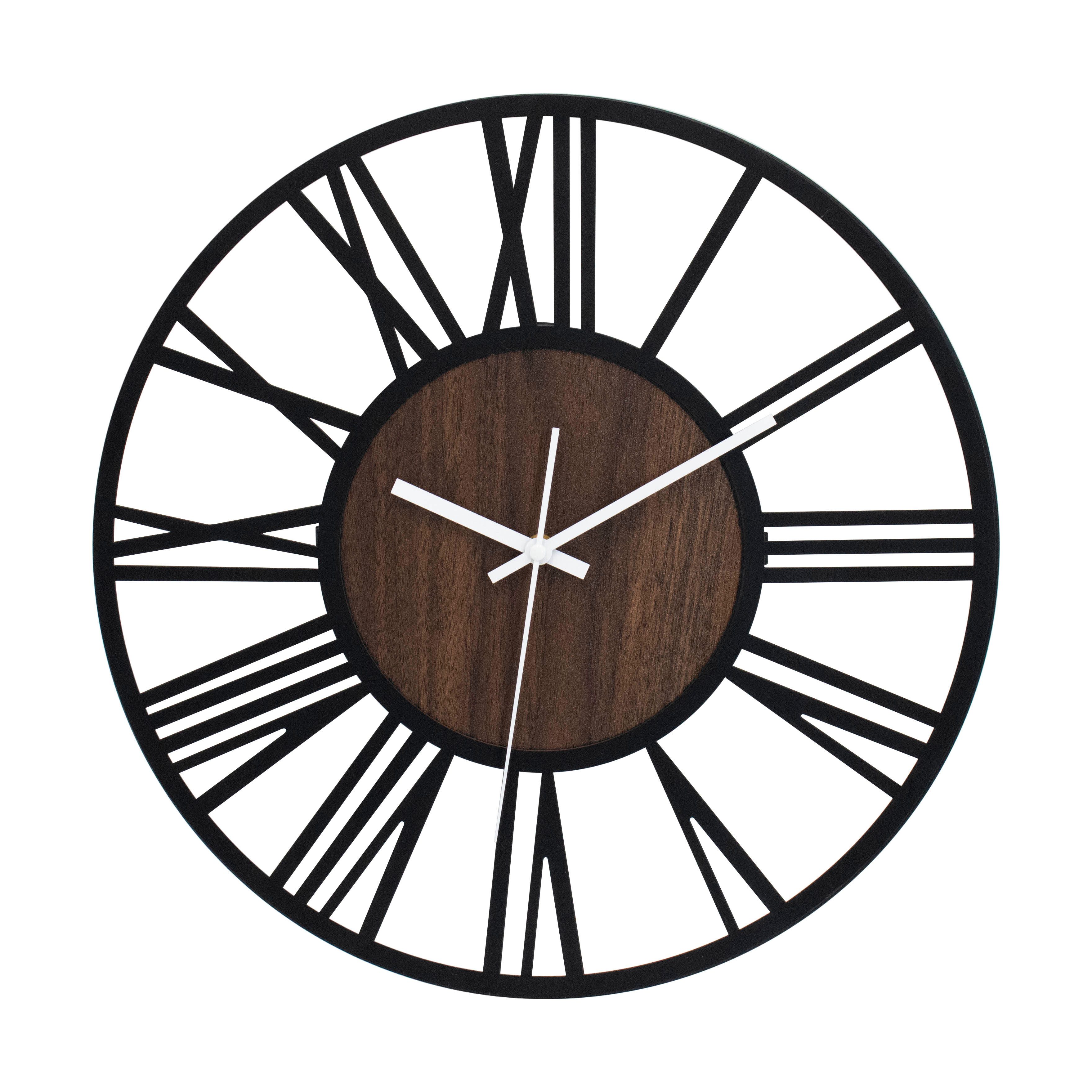 K&L Wall Art Wanduhr industrielle XL Holz-Metall Uhr ohne Tick-Geräusche (l günstig online kaufen